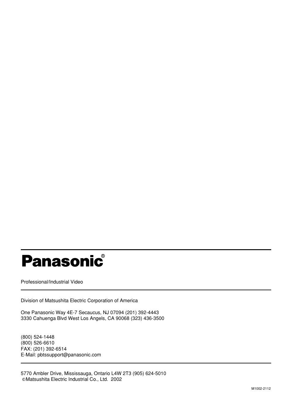 Panasonic PT-D7500U User Manual | Page 112 / 112
