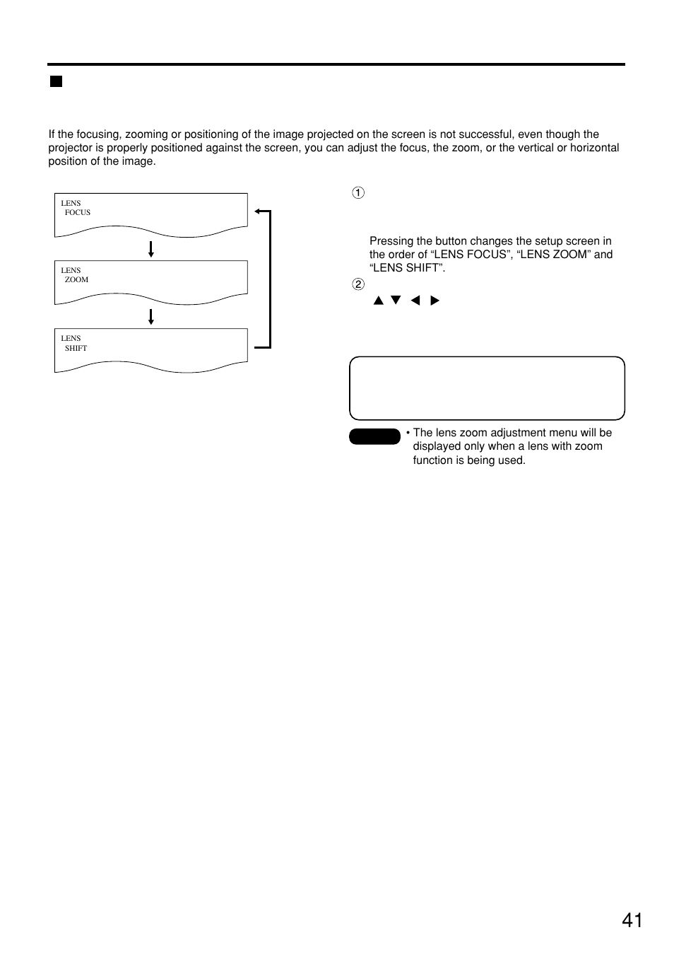 How to adjust the lens | Panasonic PT-D7500U User Manual | Page 41 / 112