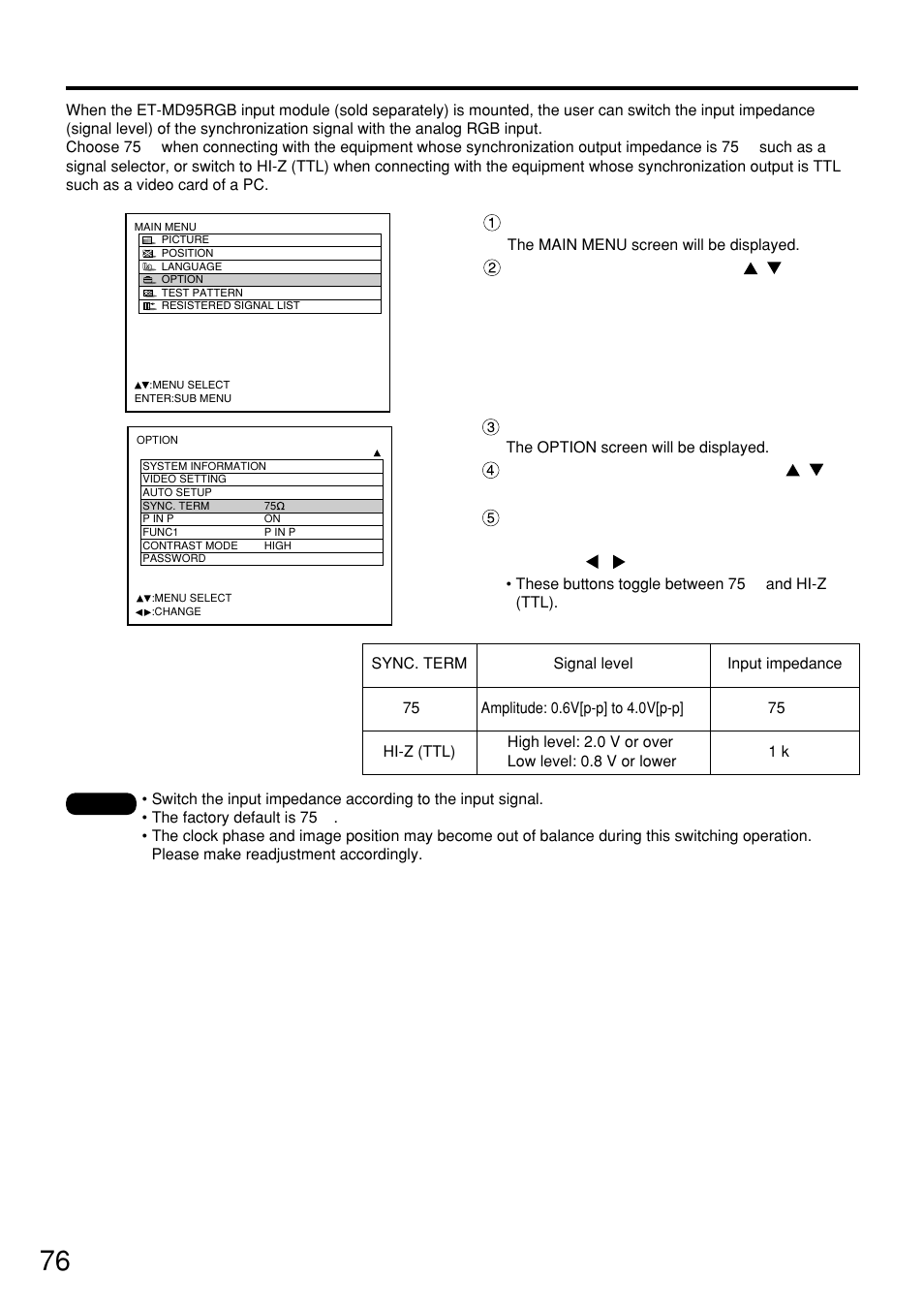 Panasonic PT-D7500U User Manual | Page 76 / 112