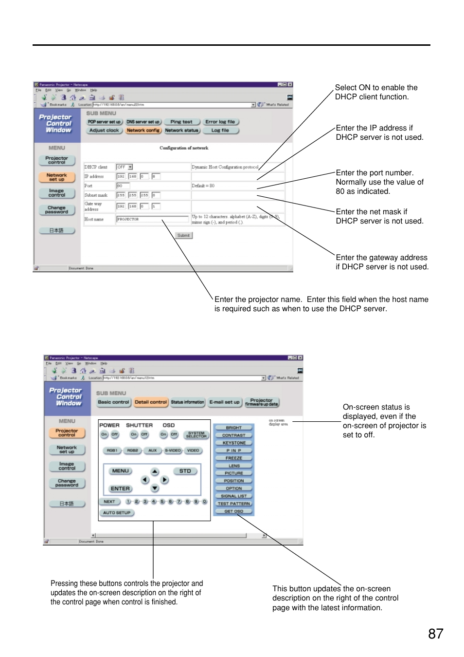 Panasonic PT-D7500U User Manual | Page 87 / 112