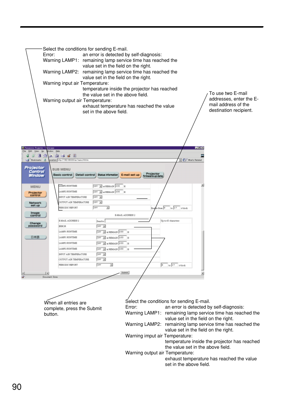 How to use network module (optional) | Panasonic PT-D7500U User Manual | Page 90 / 112