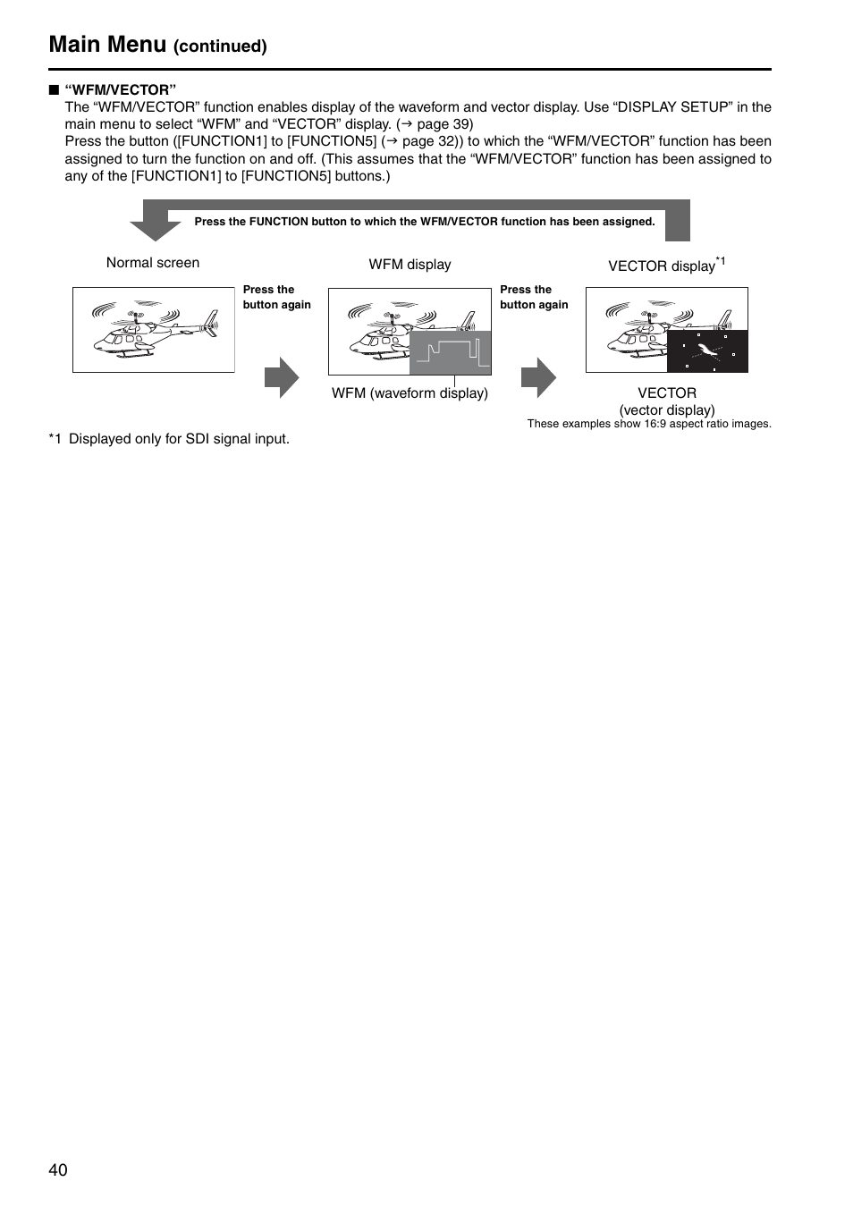 Main menu, Continued) | Panasonic BT-LH2550P User Manual | Page 40 / 56