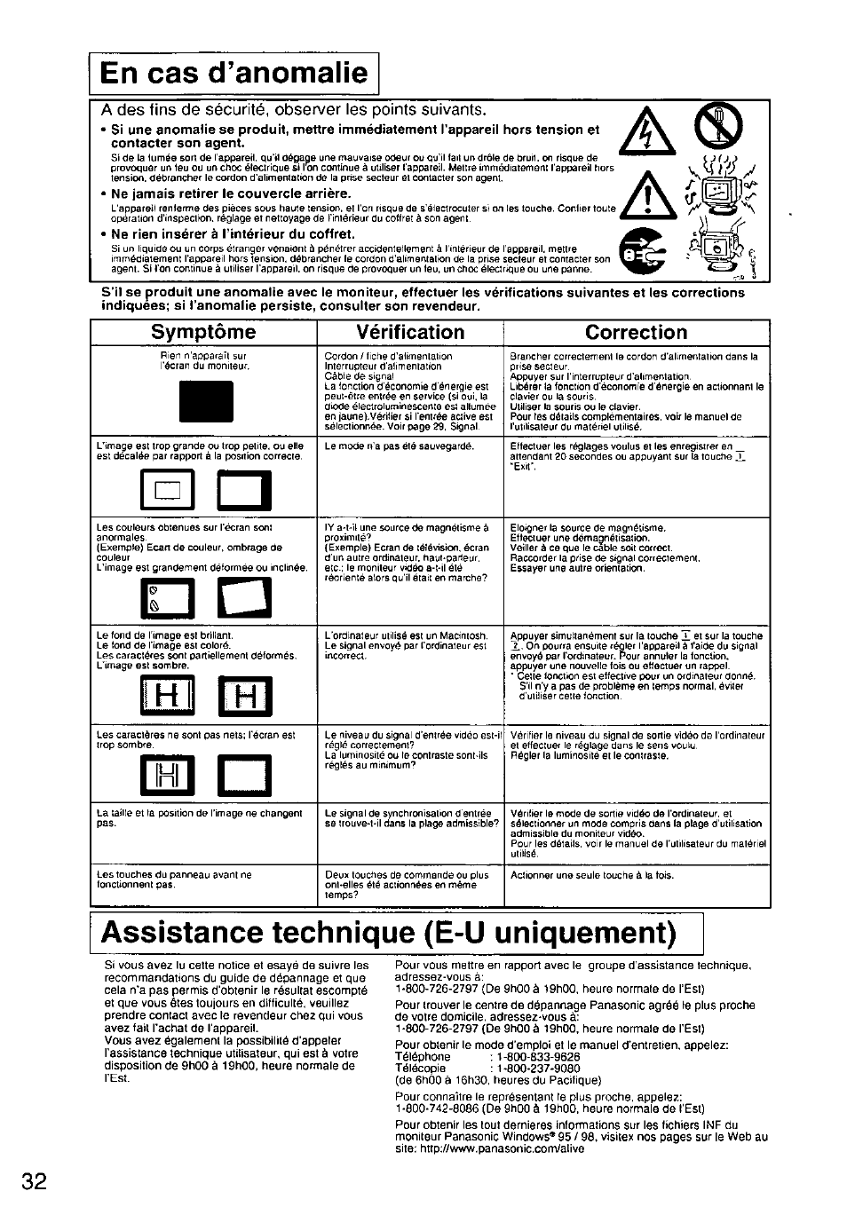 H1 n, Irm im, Symptôme vérification correction | Il il ii | Panasonic TX-D9S45MB User Manual | Page 33 / 51
