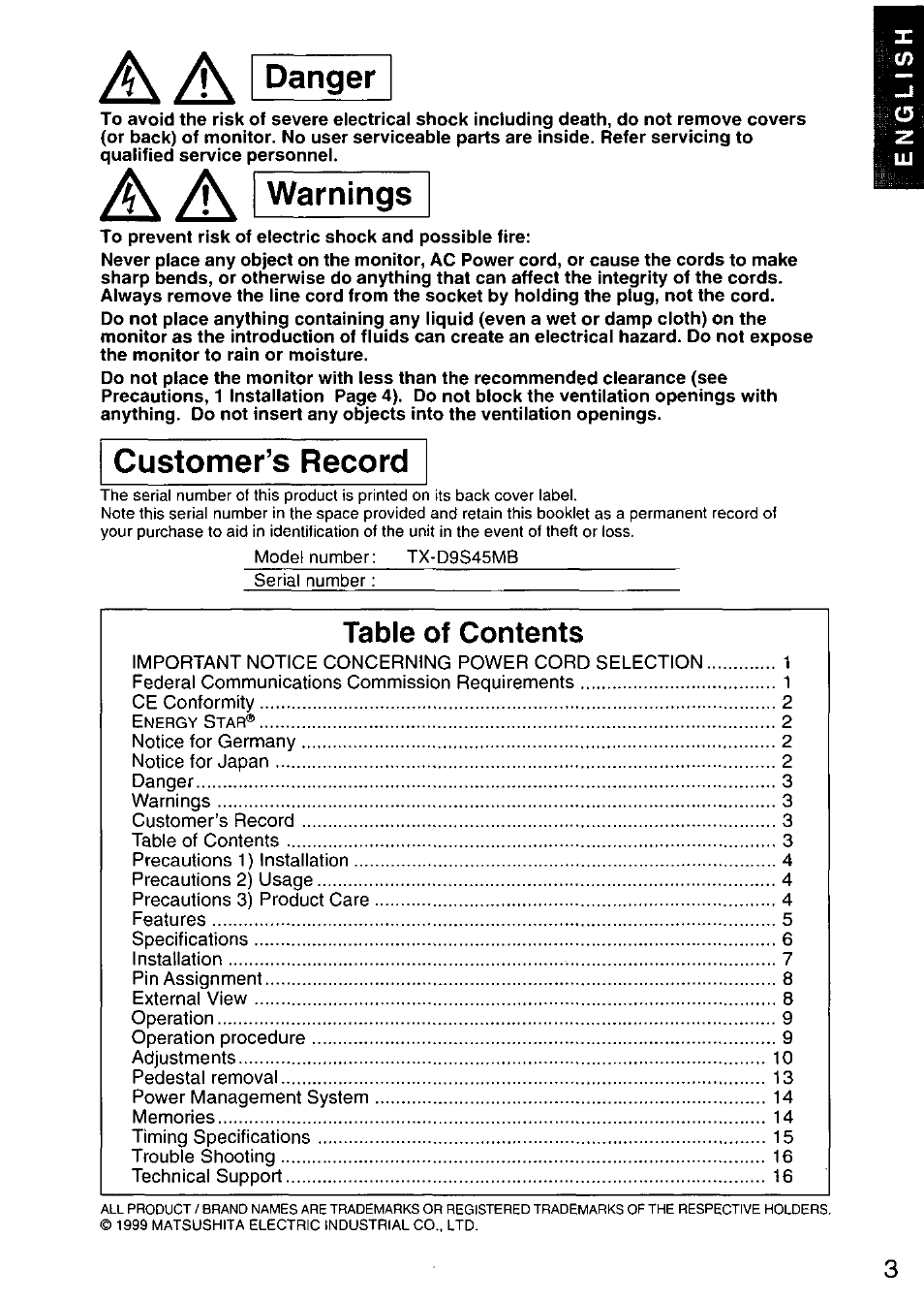 Panasonic TX-D9S45MB User Manual | Page 4 / 51