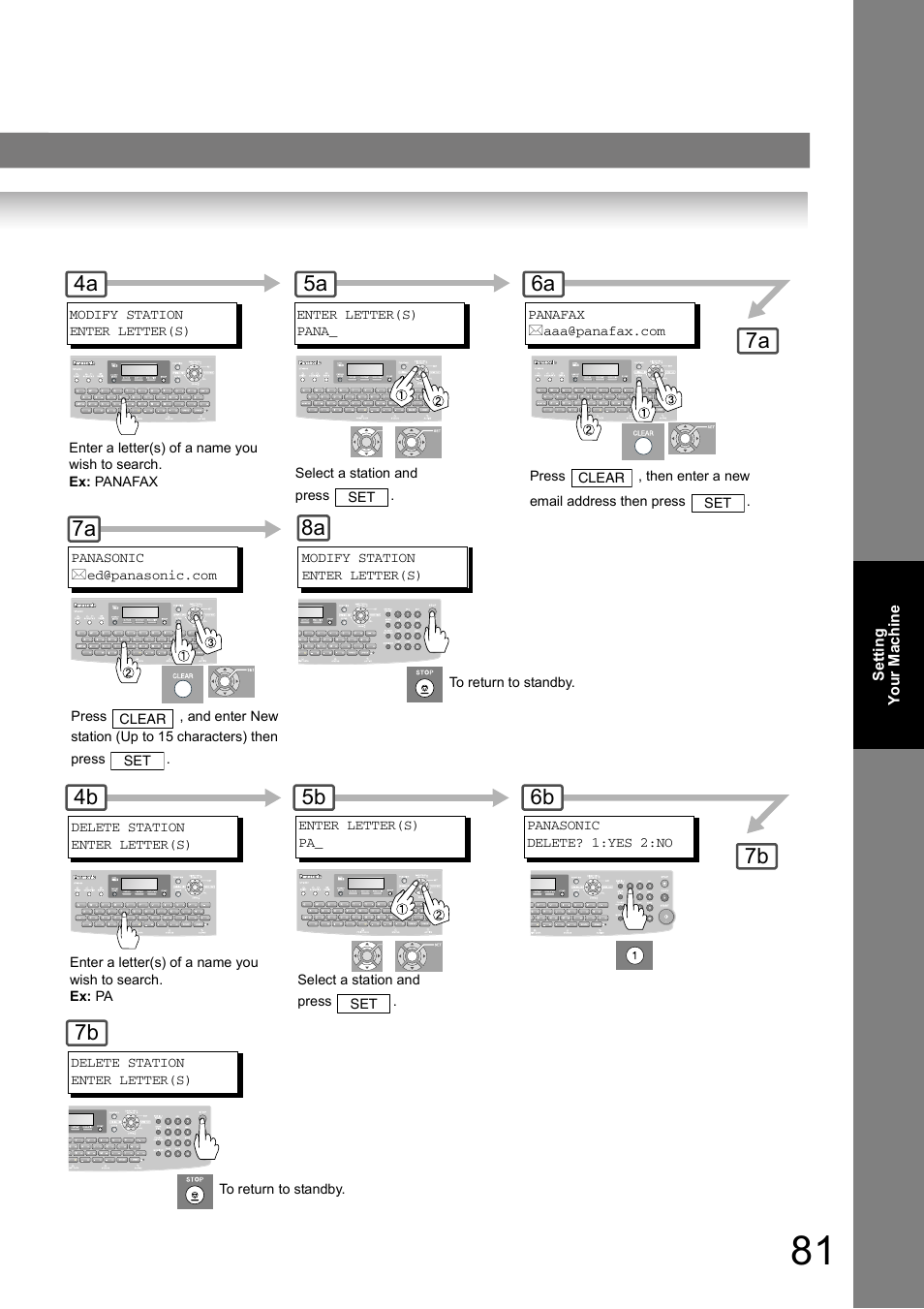 4a 5a, 6a 7a, 5b 6b 7b | Panasonic UF-8000 User Manual | Page 81 / 126