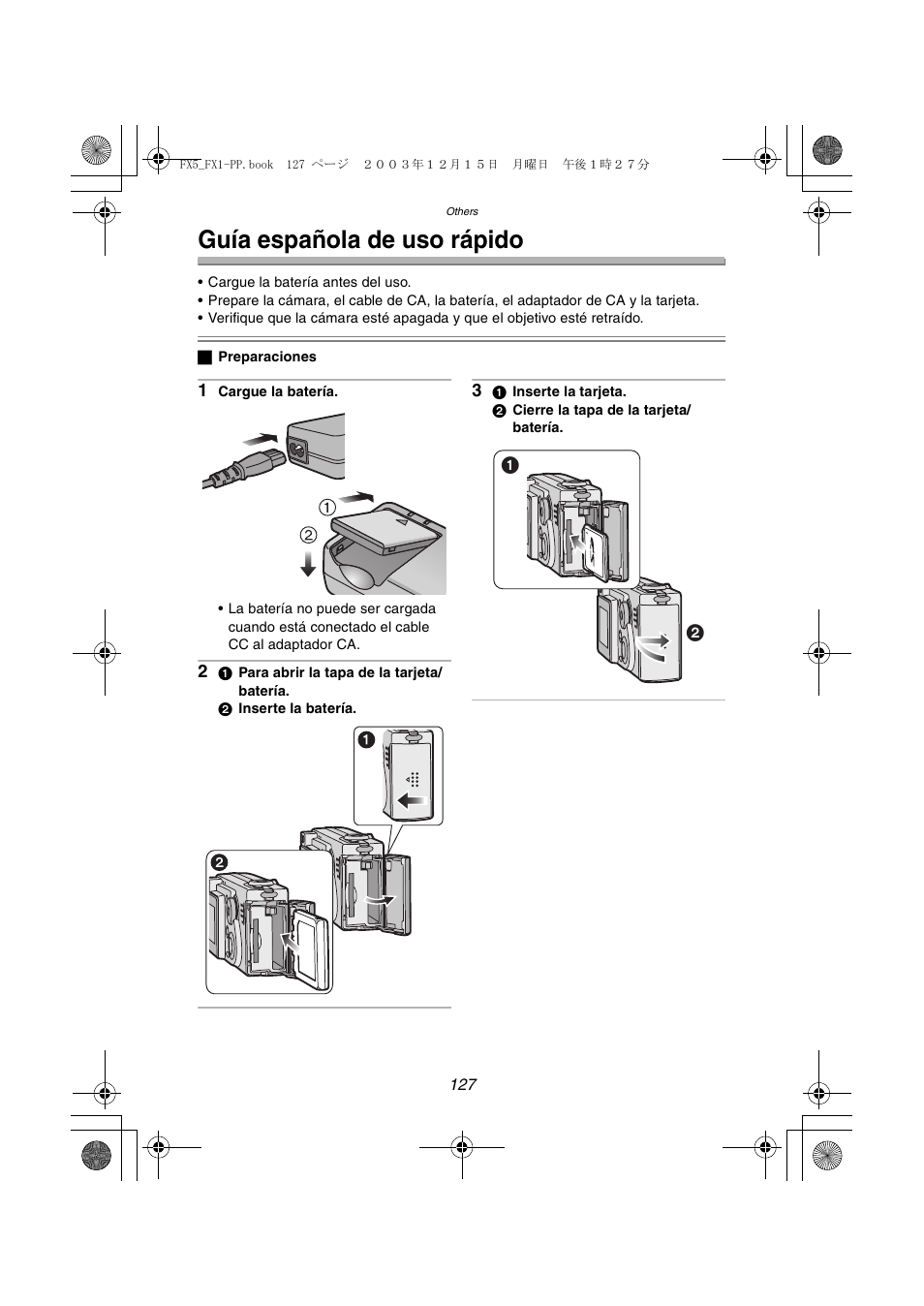 Guia espanola de uso rapido, Guía española de uso rápido | Panasonic DMC-FX5PP User Manual | Page 127 / 132