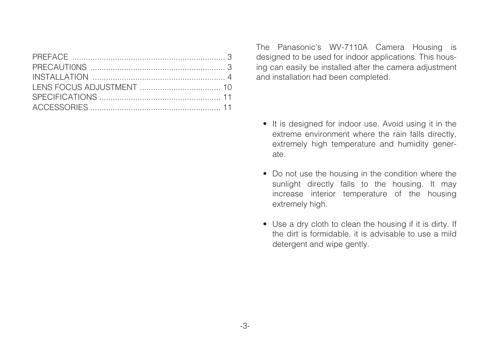 Panasonic WV-7110A User Manual | Page 3 / 12