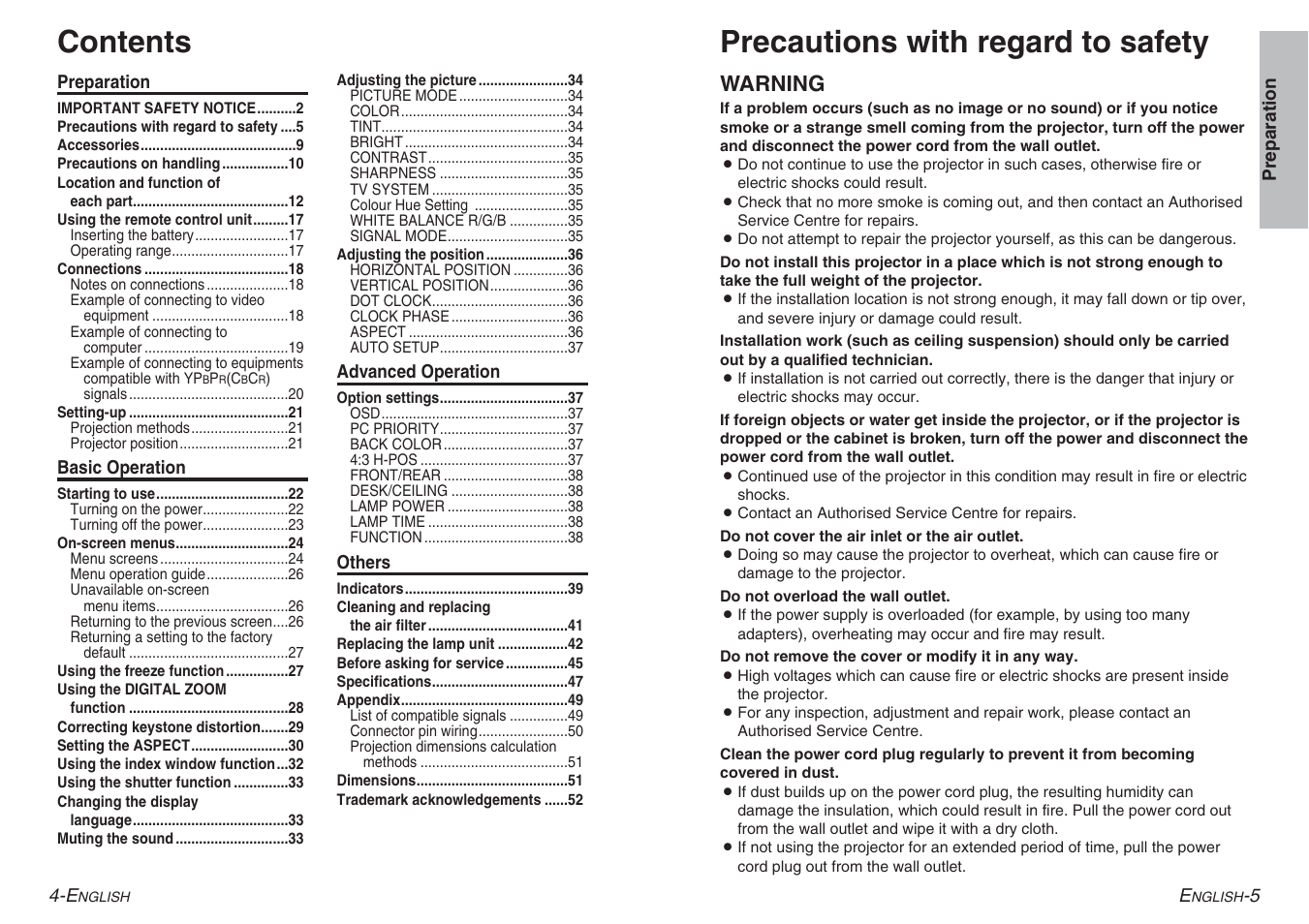 Panasonic PT-AE100E User Manual | Page 3 / 27