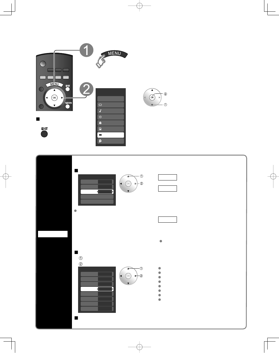 Closed caption, Display menu select “cc, Display closed caption | Panasonic TC-32LZ800 User Manual | Page 36 / 114