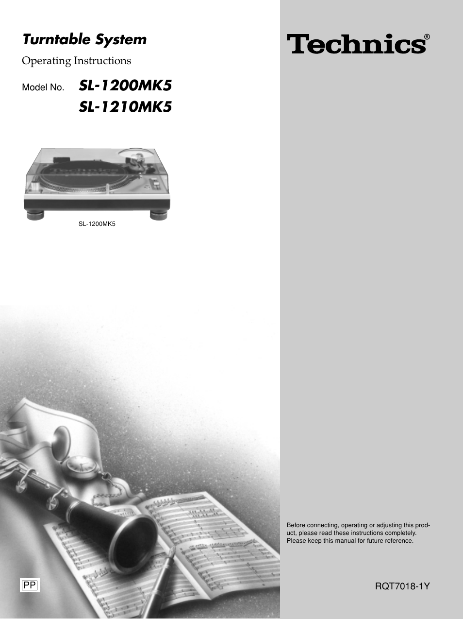 Technics SL-1210MK5 User Manual | 12 pages