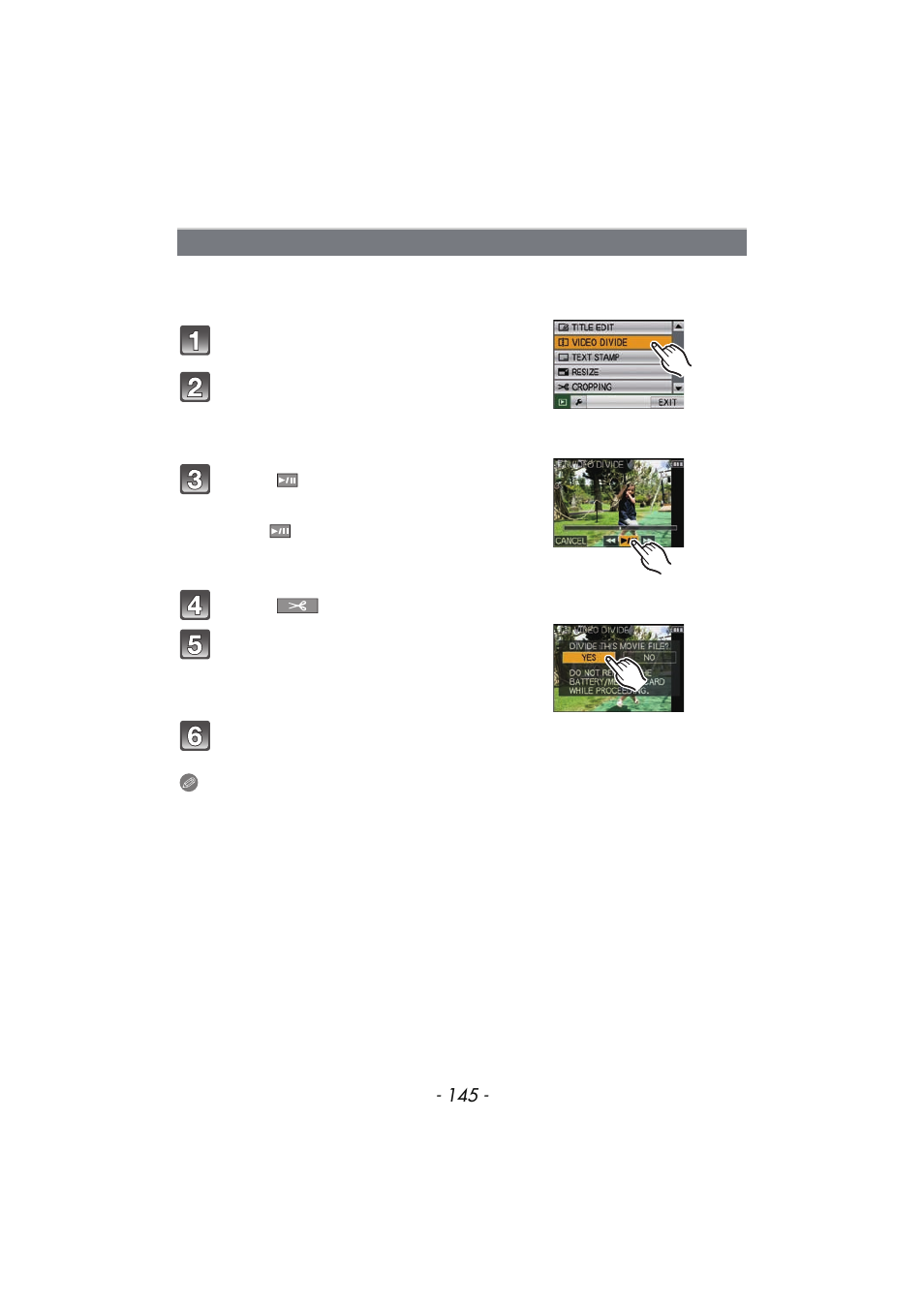 Video divide | Panasonic DMC-FX700 User Manual | Page 145 / 208
