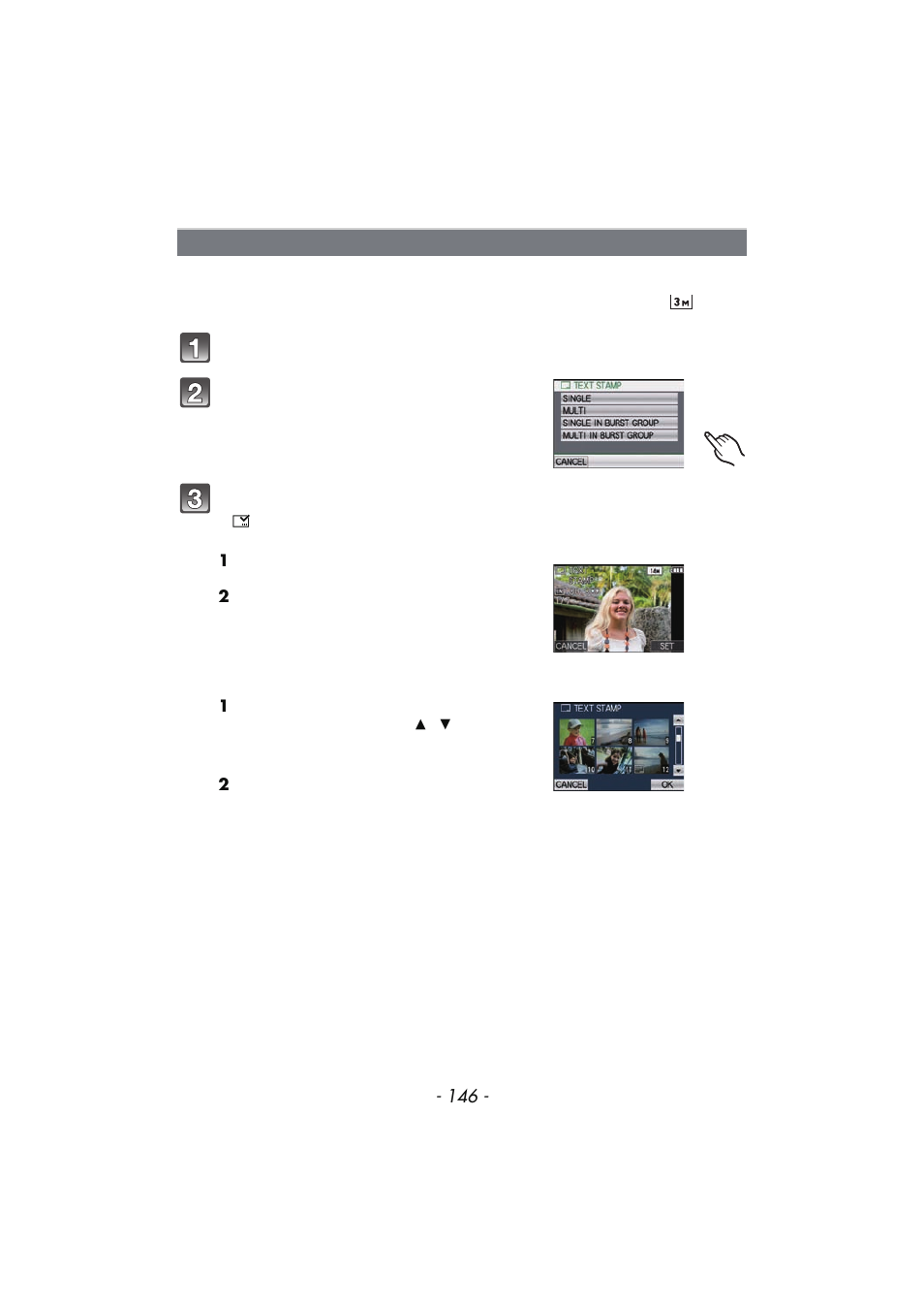 Text stamp, P146) | Panasonic DMC-FX700 User Manual | Page 146 / 208