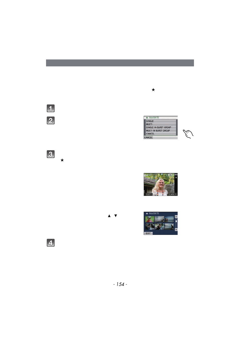 Favorite, P154, P154) | Panasonic DMC-FX700 User Manual | Page 154 / 208
