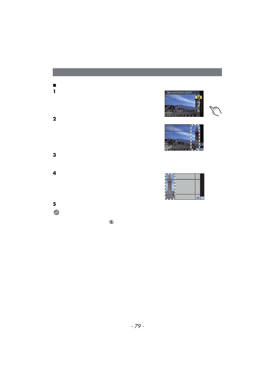 Panorama assist | Panasonic DMC-FX700 User Manual | Page 79 / 208