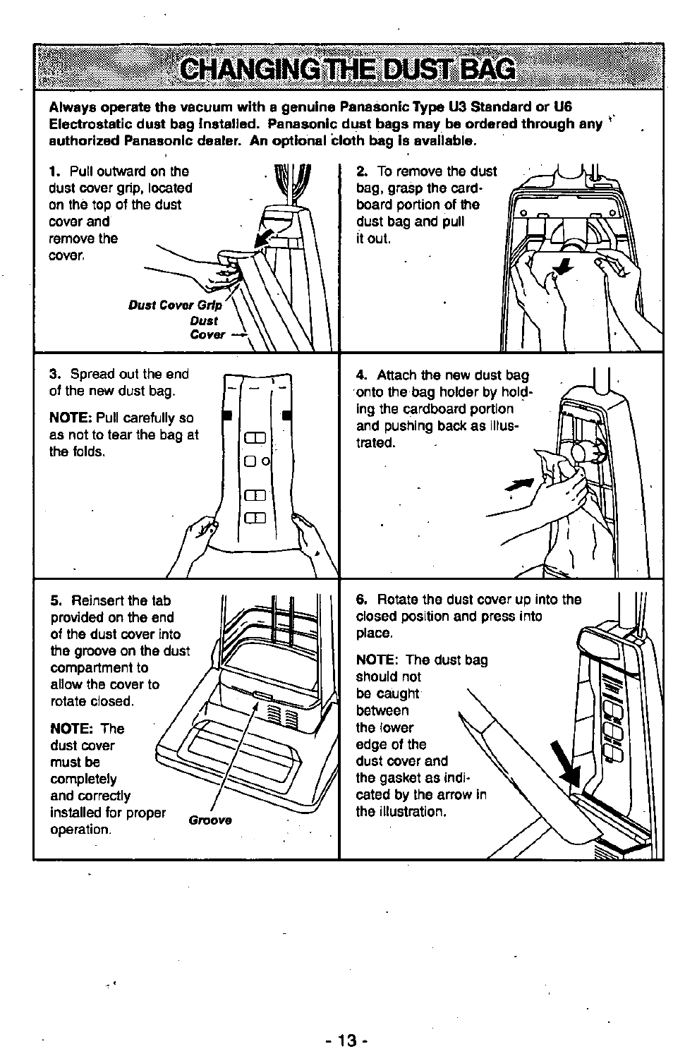 Mlipgi^gflihe dust bag | Panasonic MC-V6602 User Manual | Page 13 / 40