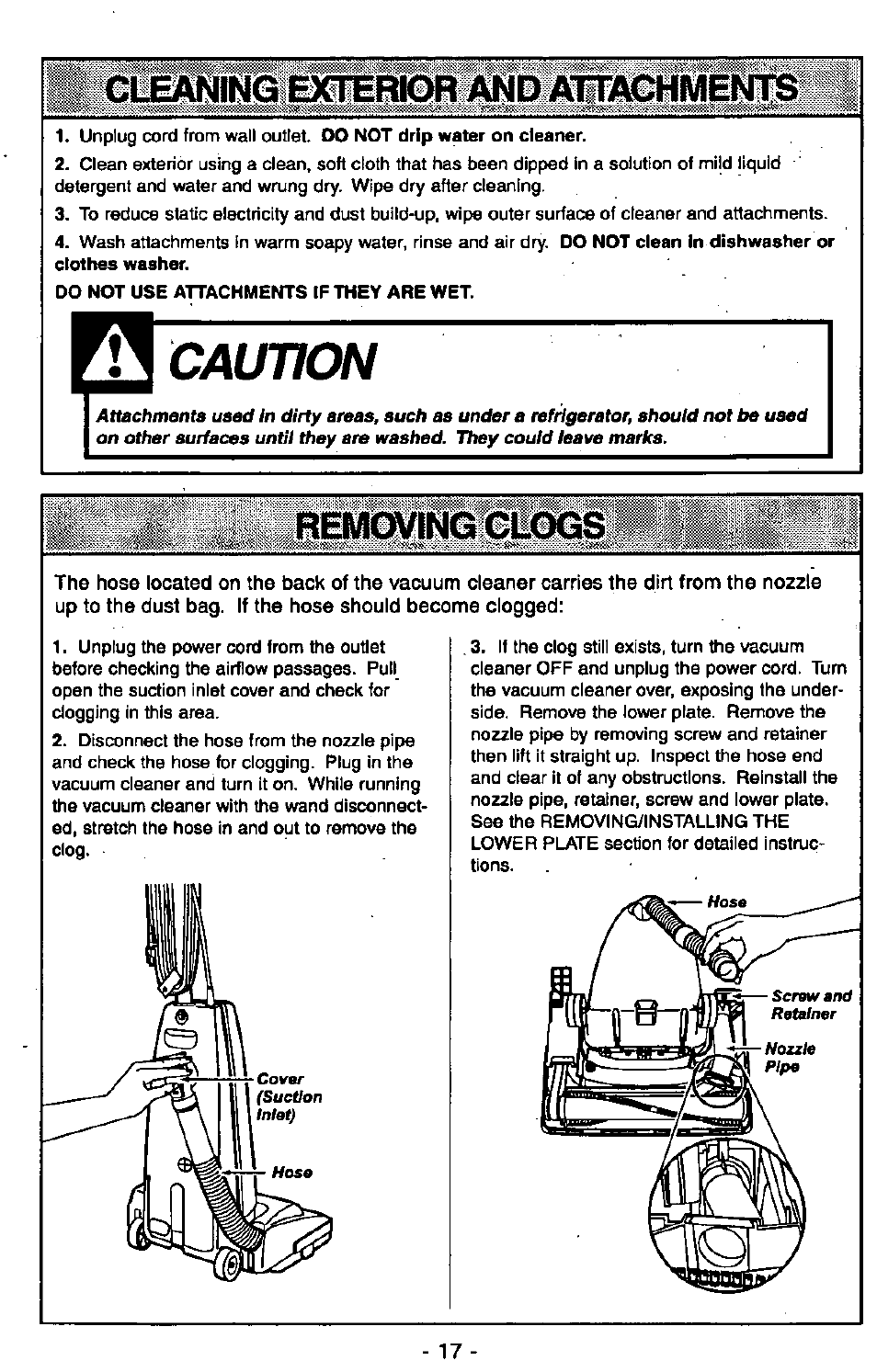 Caution, Remotflngtoioosl | Panasonic MC-V6602 User Manual | Page 17 / 40