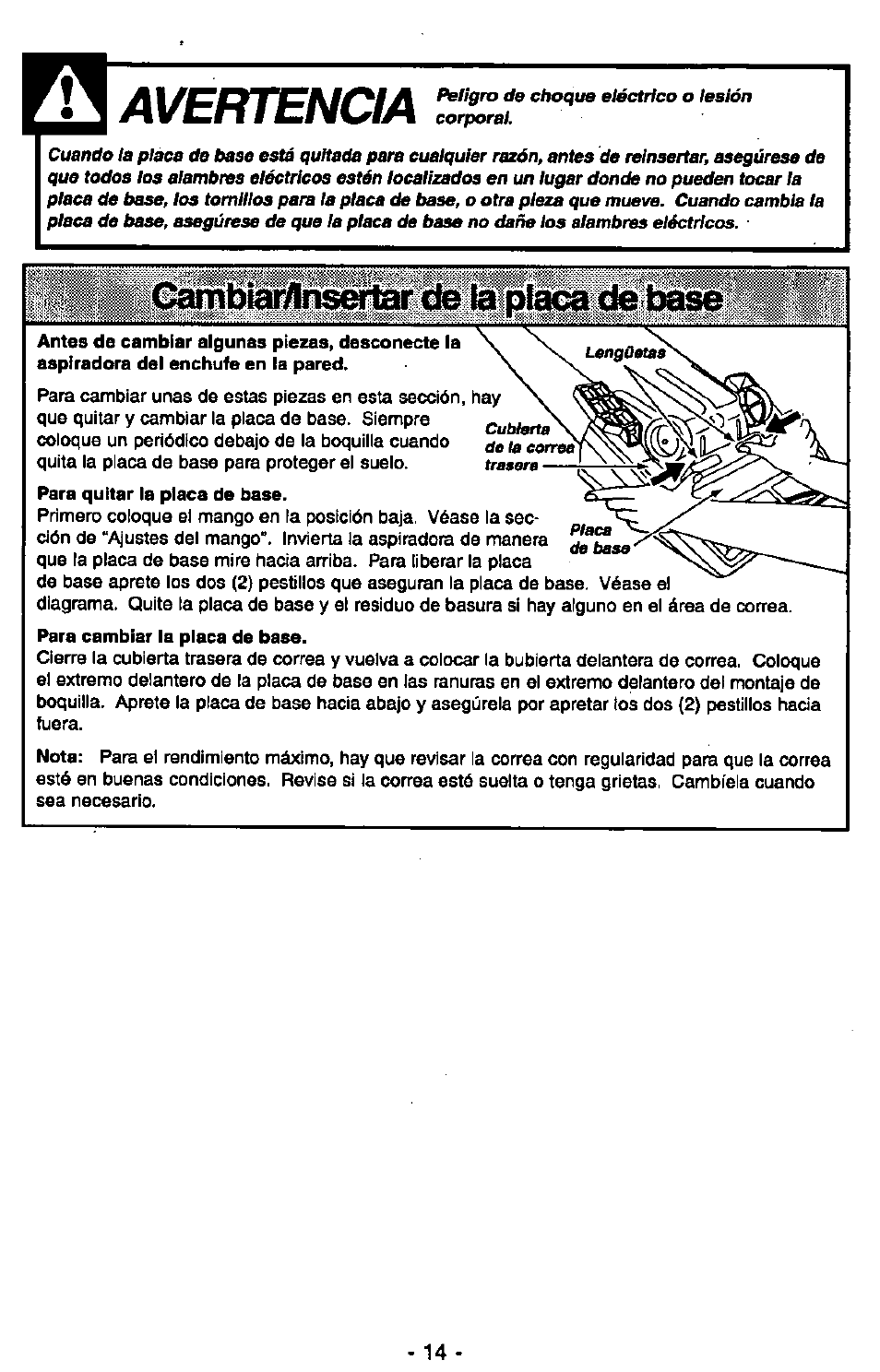 Avertencia | Panasonic MC-V6602 User Manual | Page 34 / 40