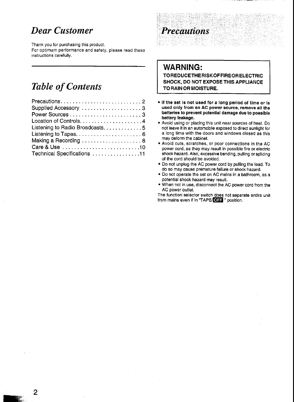 Panasonic RX-FT570 User Manual | Page 2 / 10