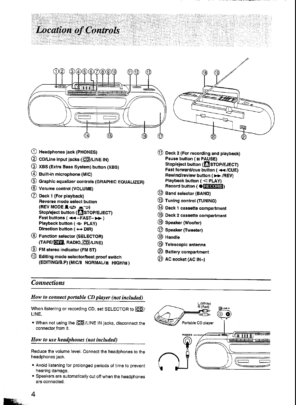 Connections | Panasonic RX-FT570 User Manual | Page 3 / 10