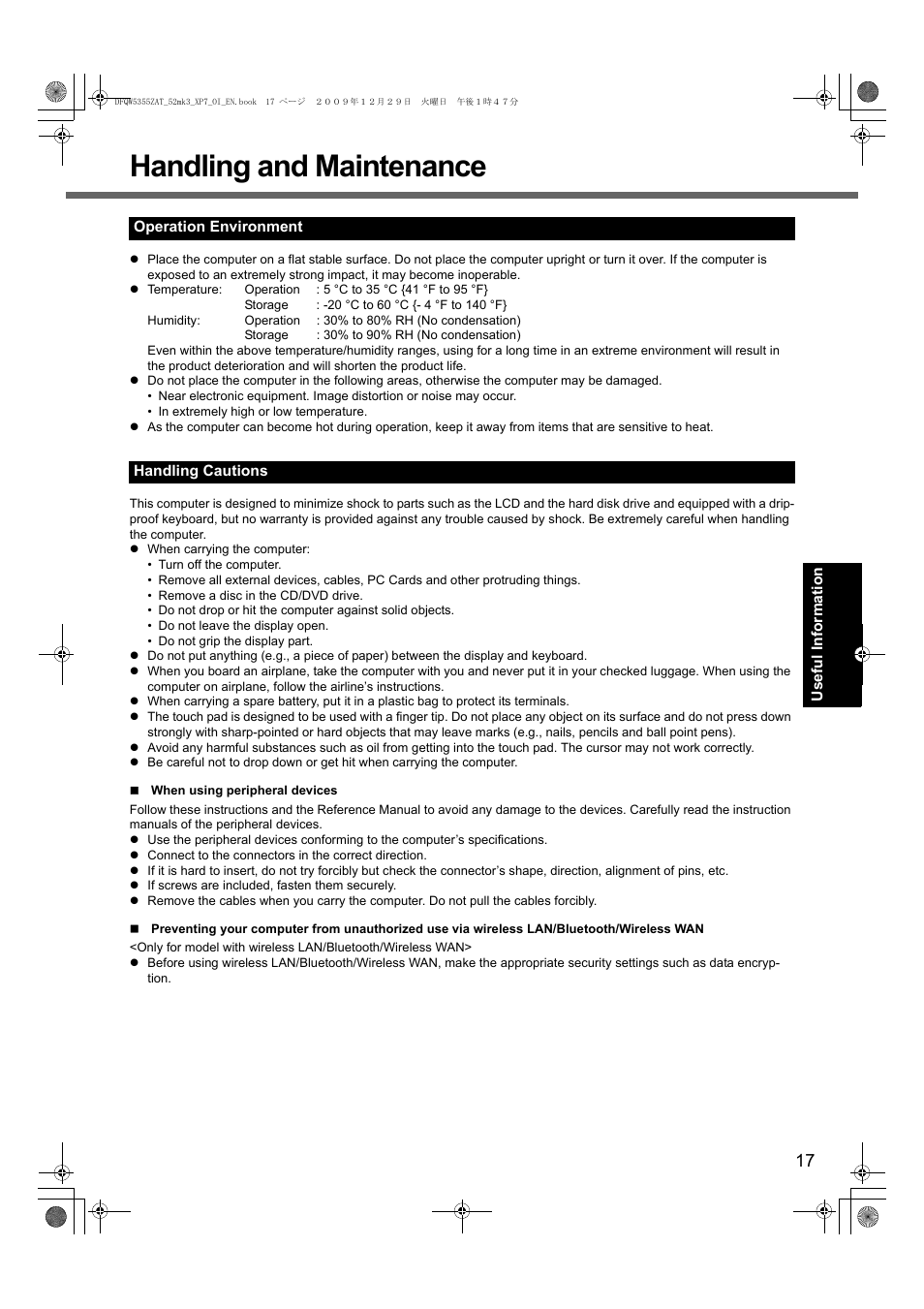 Handling and maintenance | Panasonic CF-52 User Manual | Page 17 / 36