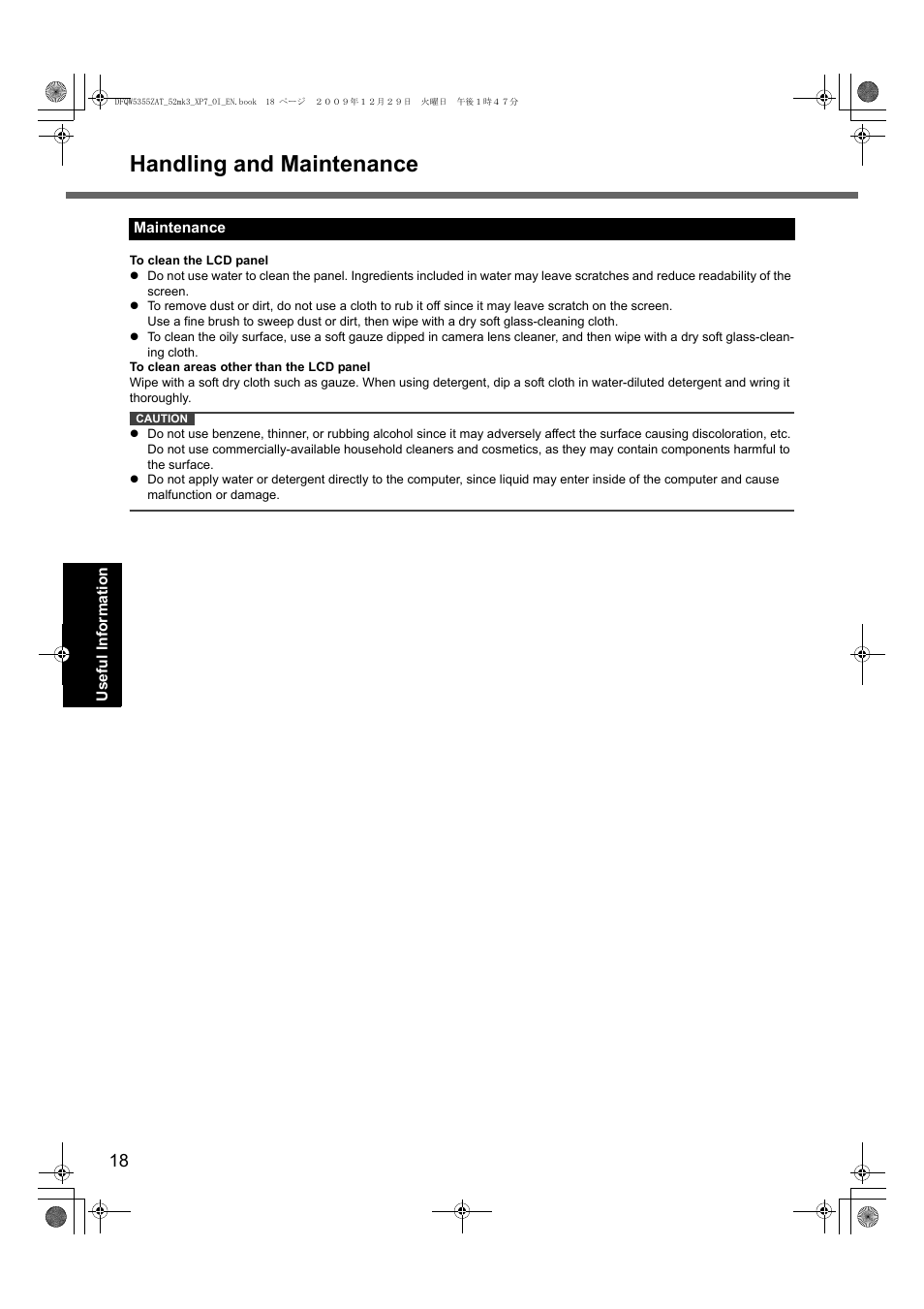 Handling and maintenance | Panasonic CF-52 User Manual | Page 18 / 36