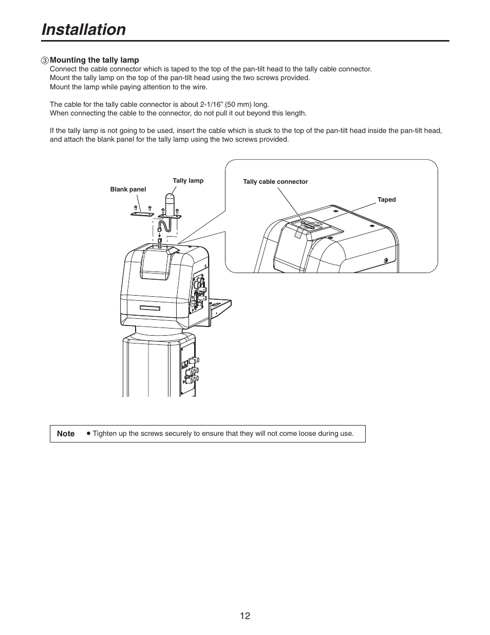 Installation | Panasonic AW-PH405N User Manual | Page 12 / 32