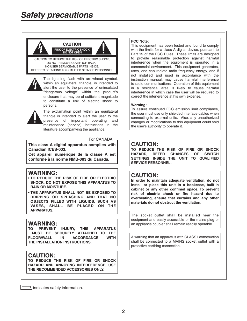 Safety precautions, Warning, Caution | Panasonic AW-PH405N User Manual | Page 2 / 32