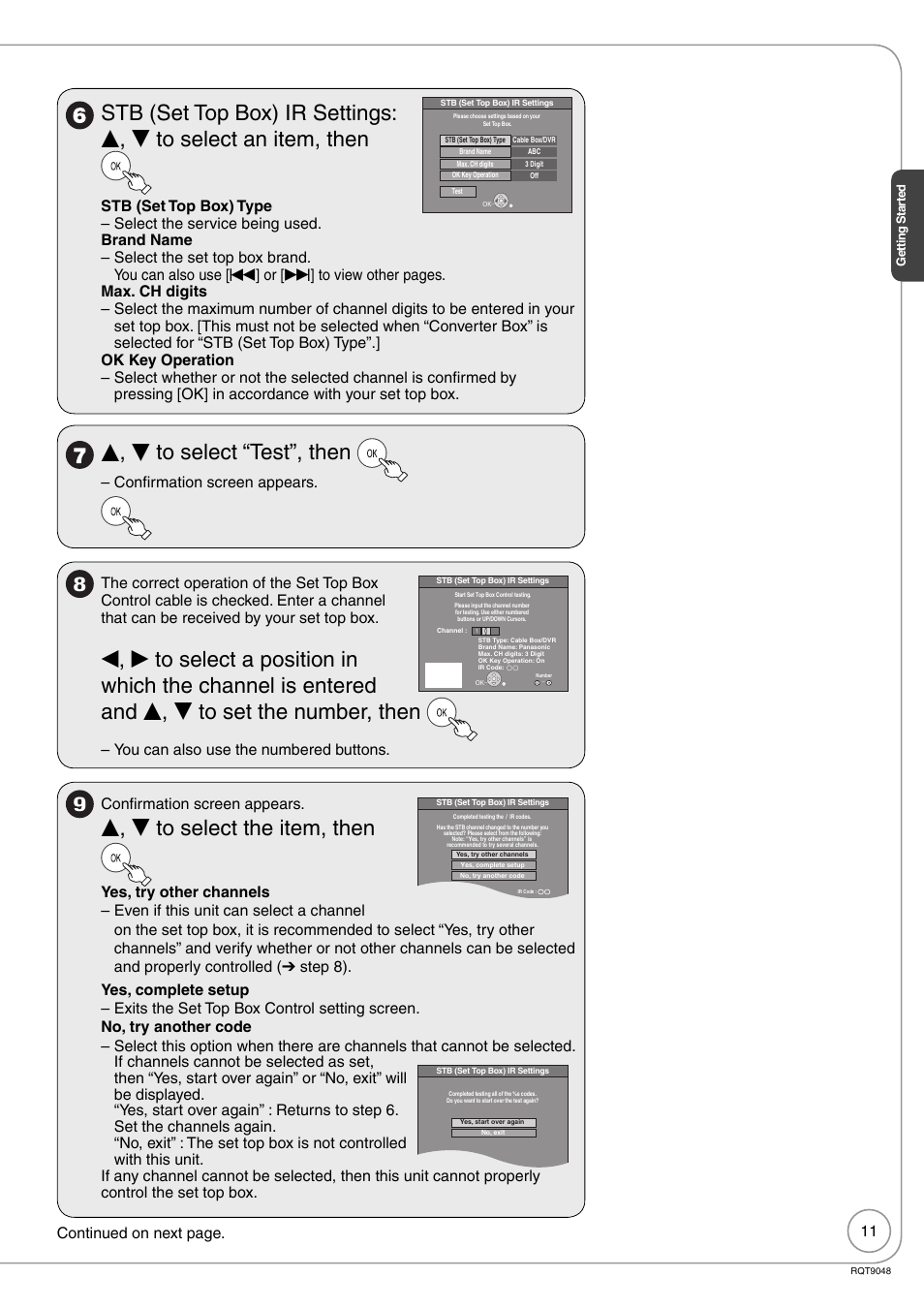 E, r to select “test”, then, E , r to select the item, then | Panasonic DIGA DMR-EA18 User Manual | Page 11 / 76