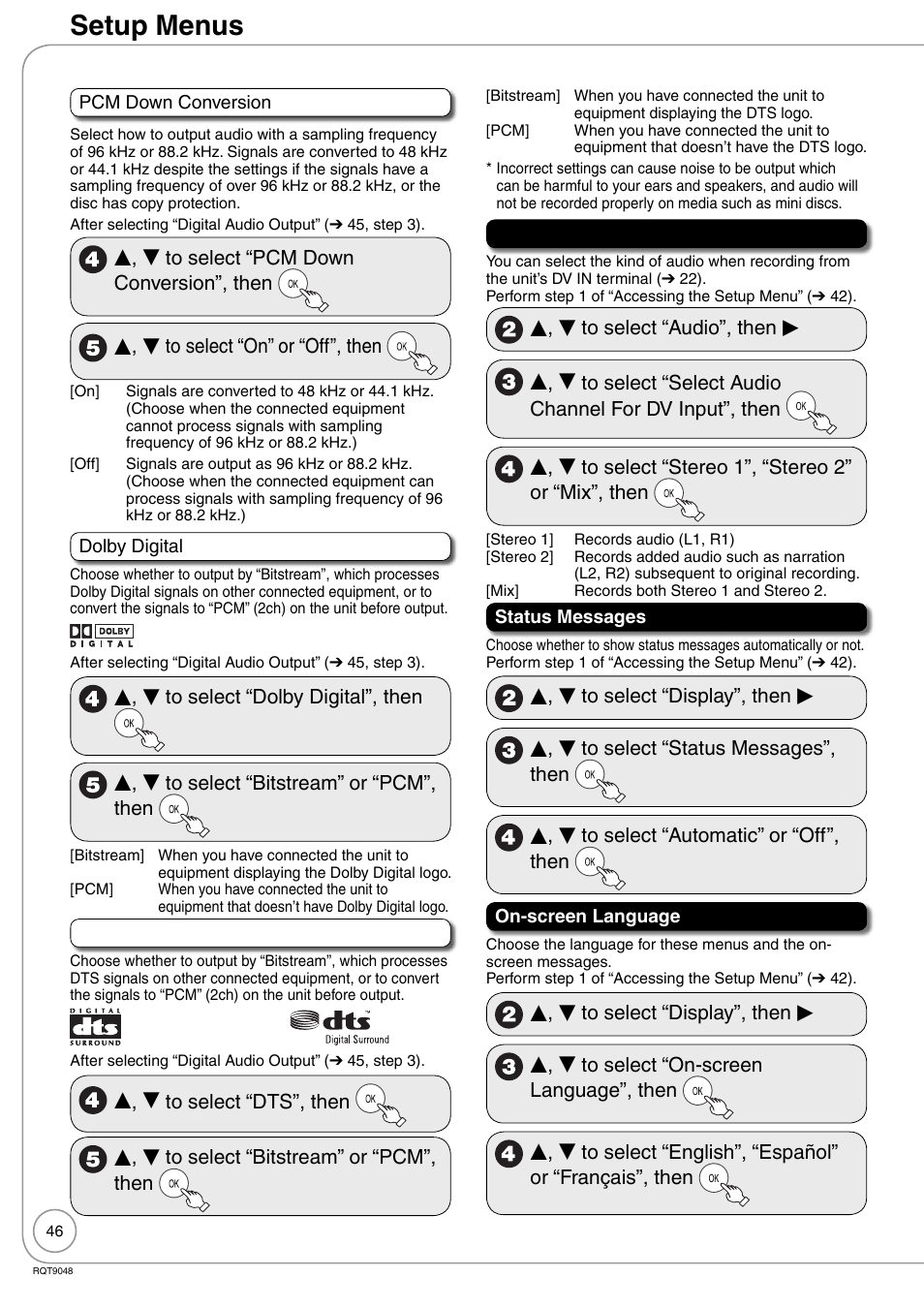 Setup menus | Panasonic DIGA DMR-EA18 User Manual | Page 46 / 76