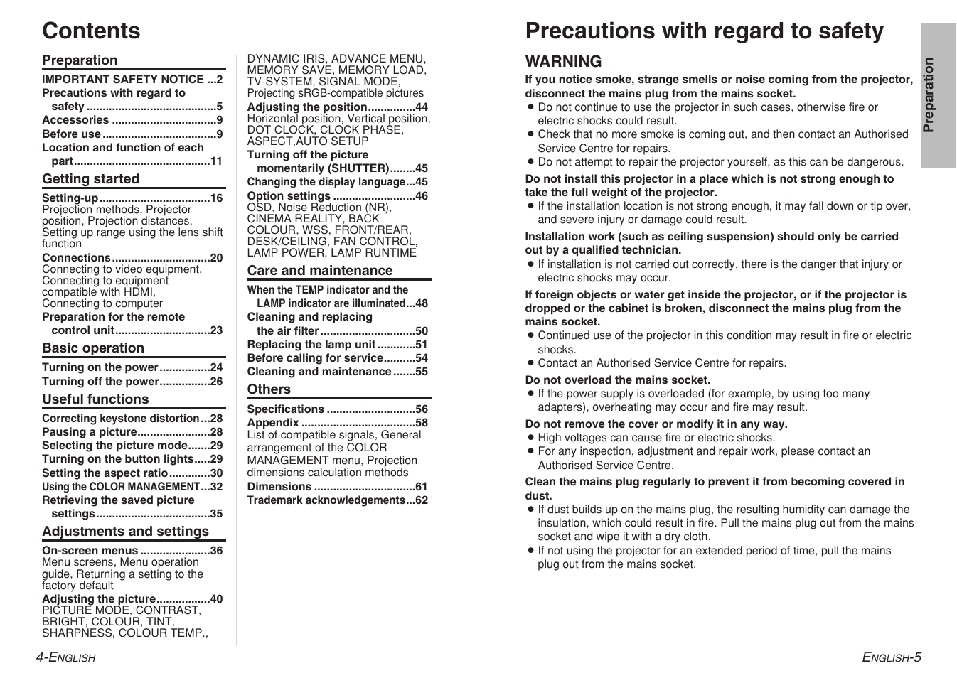 Panasonic PT-AE700 User Manual | Page 3 / 32