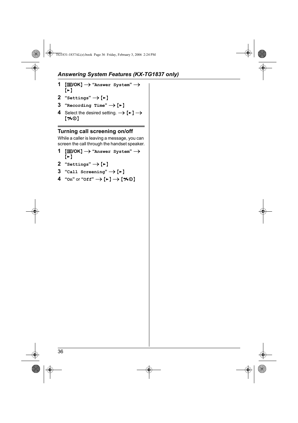 Panasonic KX-TG1837AL User Manual | Page 36 / 52