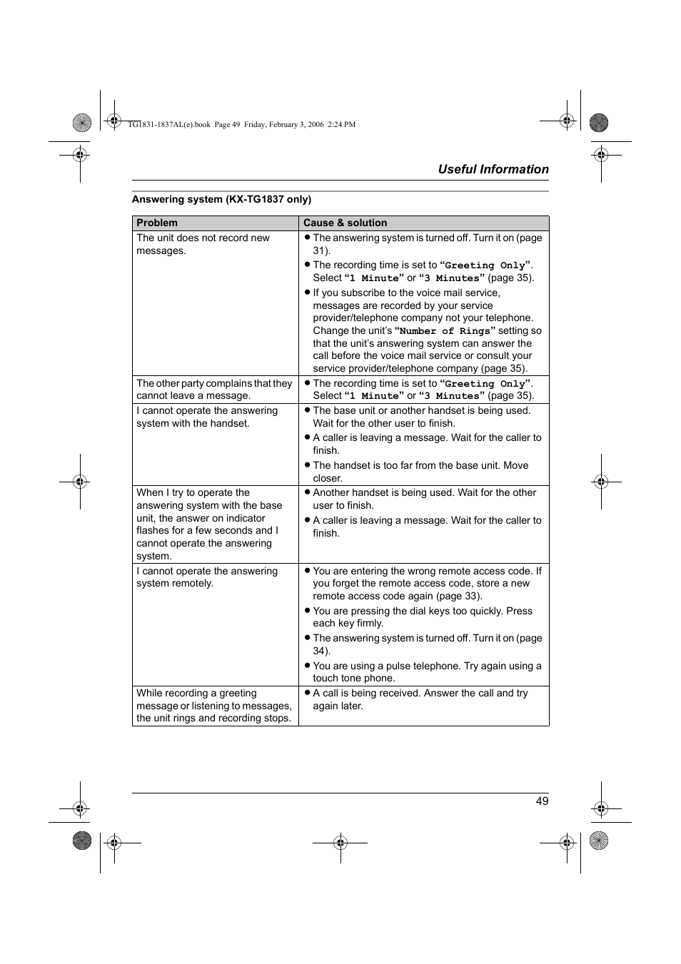Panasonic KX-TG1837AL User Manual | Page 49 / 52