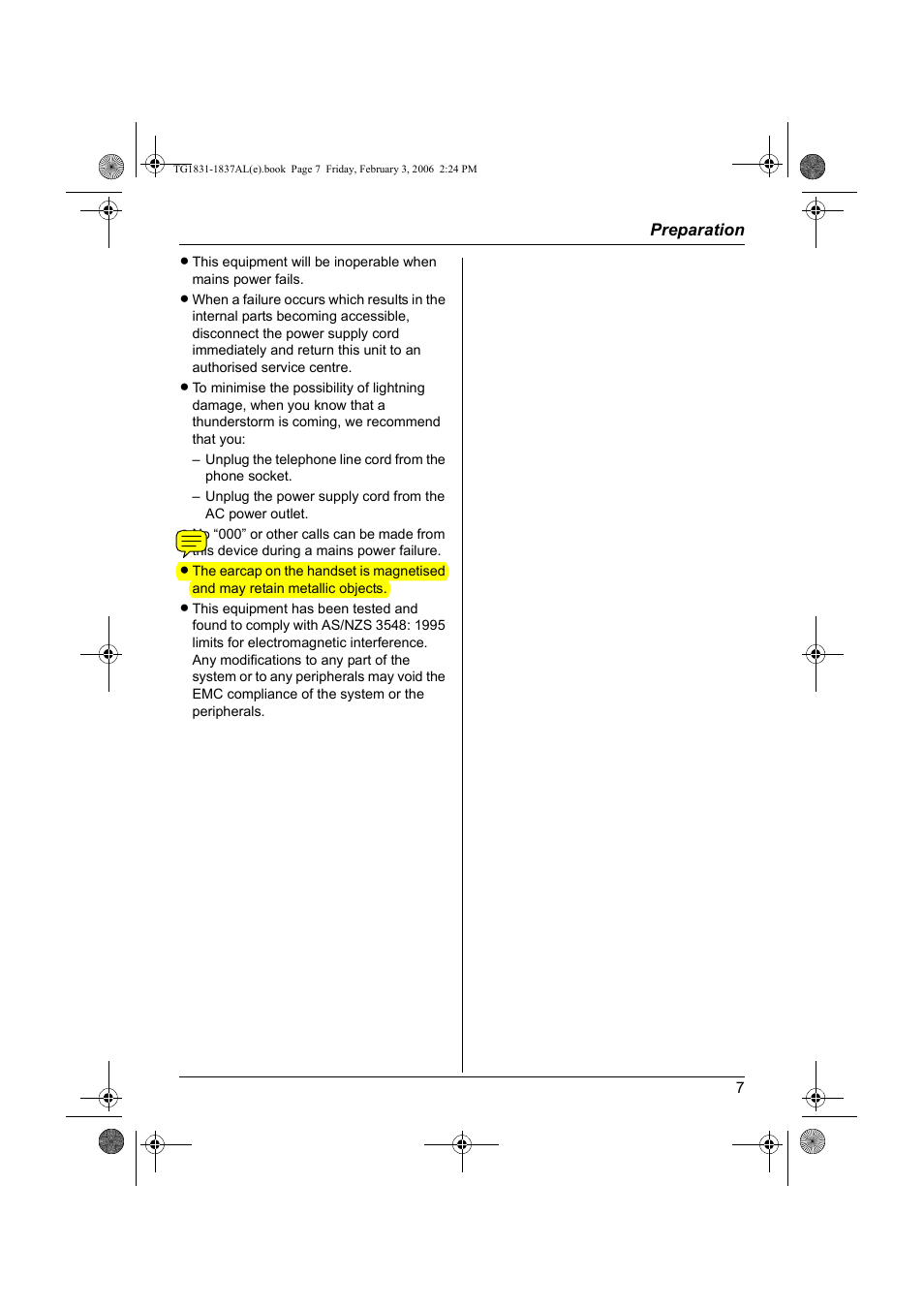 Panasonic KX-TG1837AL User Manual | Page 7 / 52