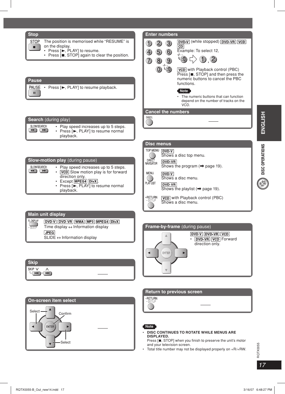 English | Panasonic SC-PT 250 User Manual | Page 17 / 40