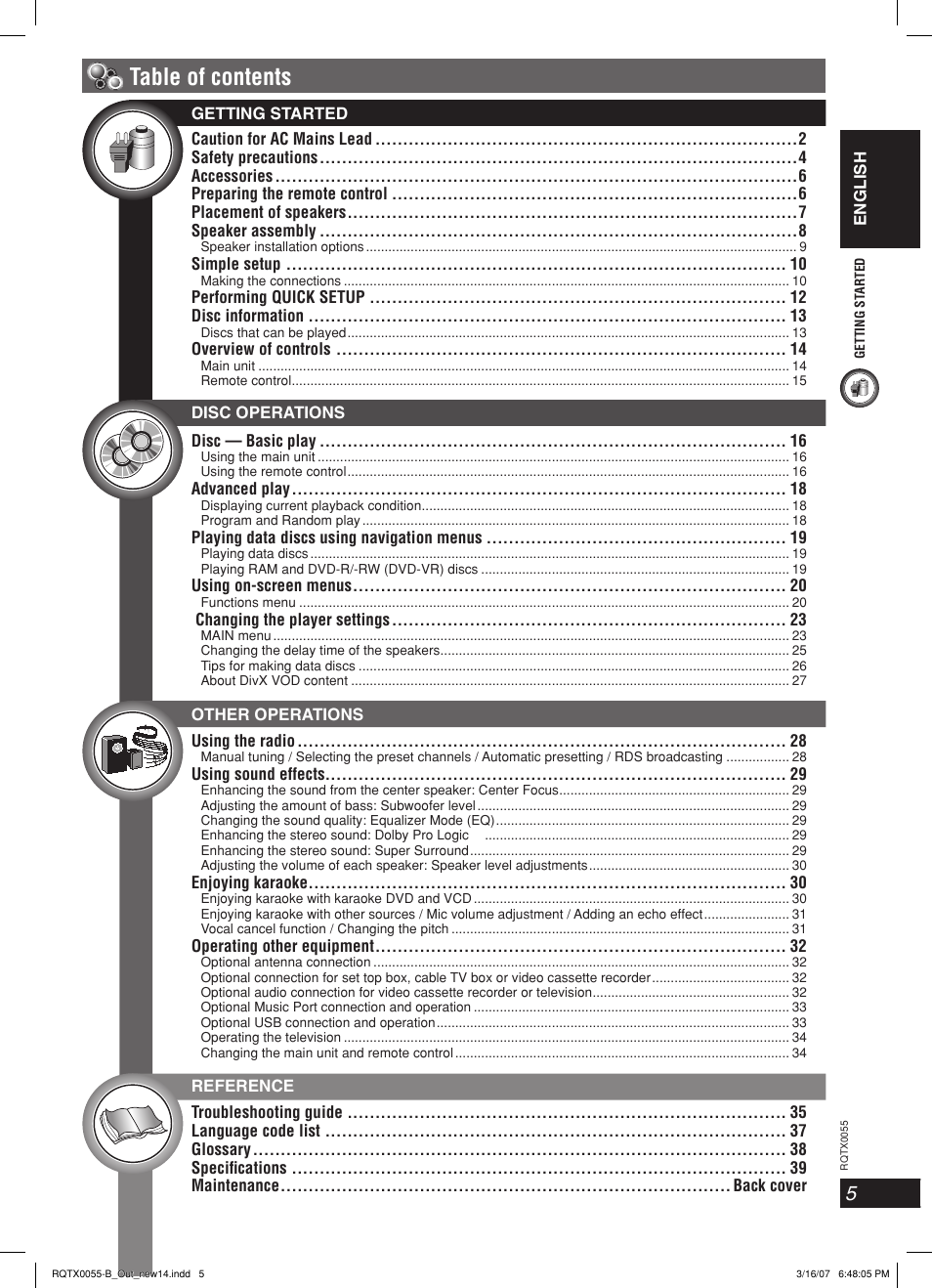 Panasonic SC-PT 250 User Manual | Page 5 / 40