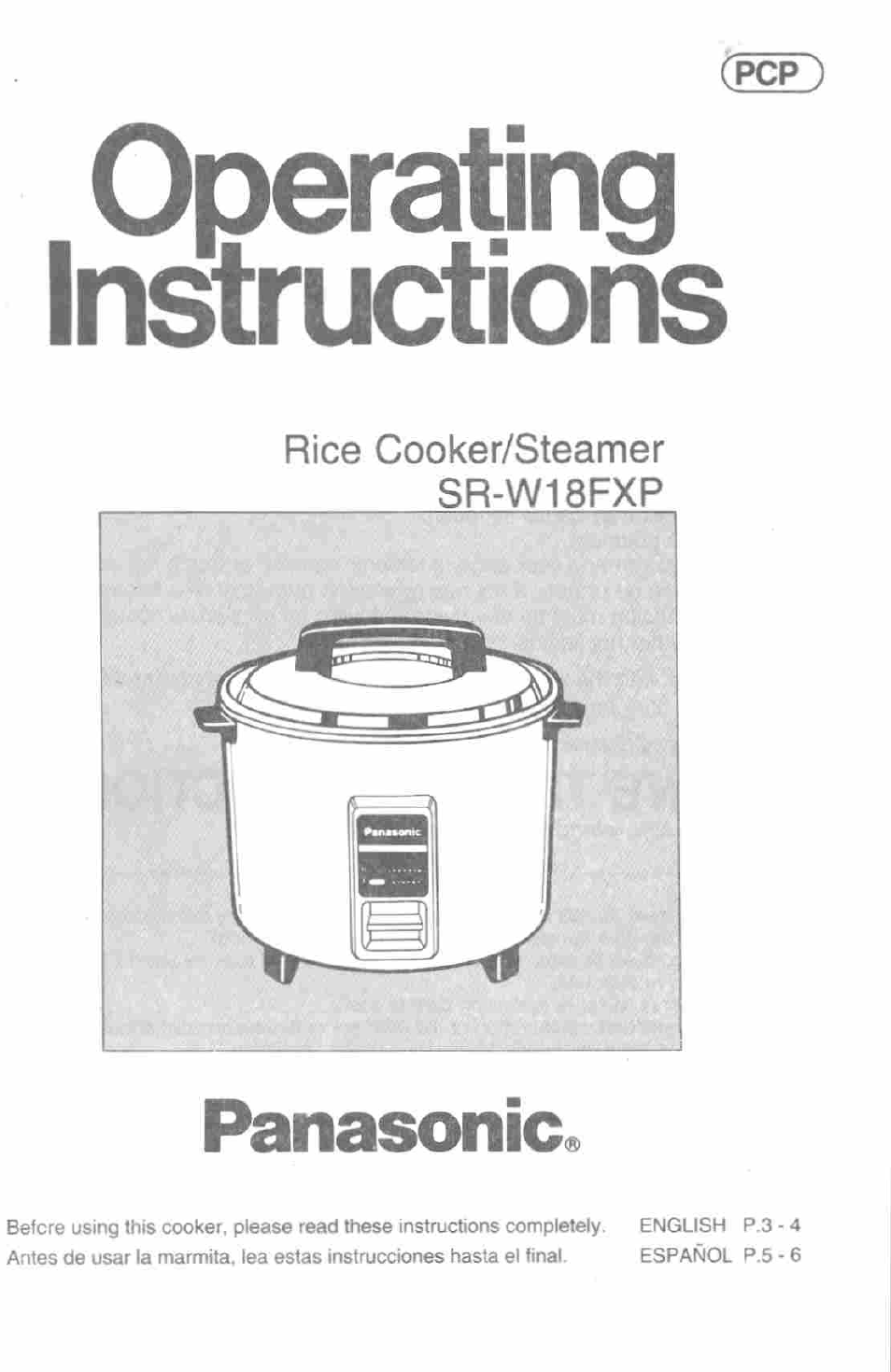 Panasonic sr-w18fxp User Manual | 8 pages