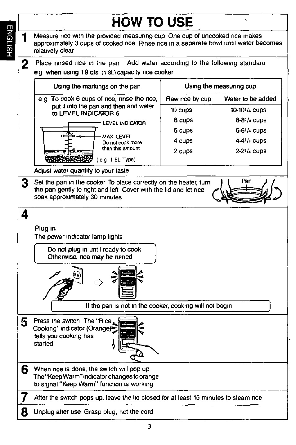 То use, Plug in | Panasonic sr-w18fxp User Manual | Page 4 / 8