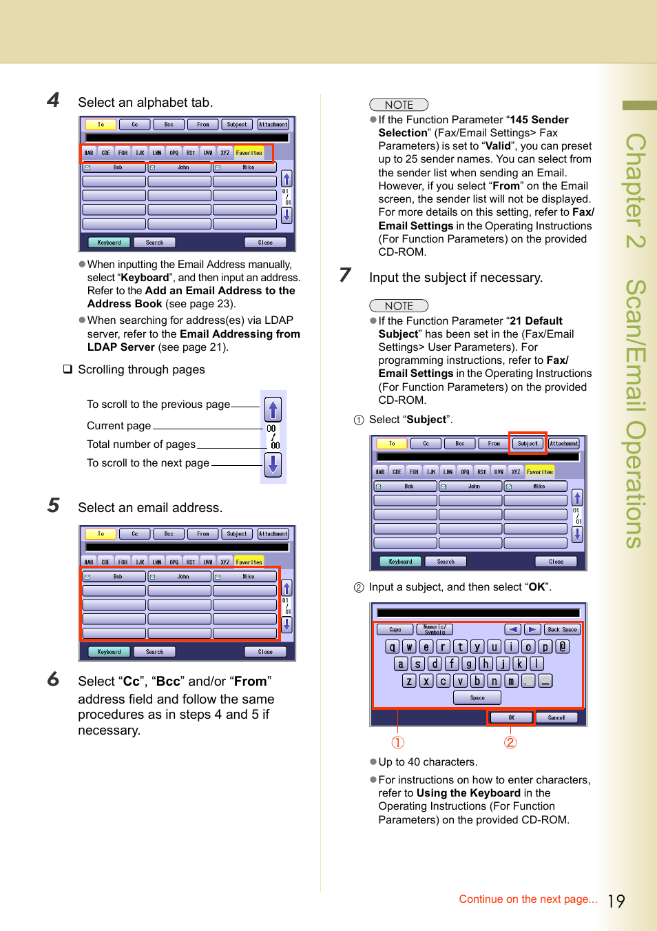 Chapter 2 scan/email operations | Panasonic C263 User Manual | Page 19 / 60