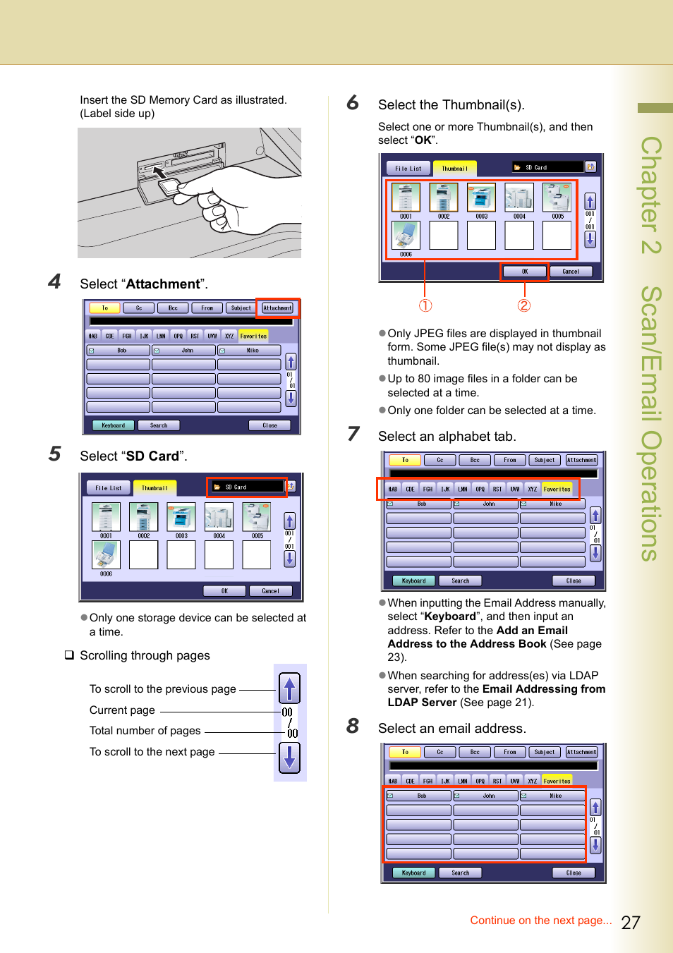 Chapter 2 scan/email operations | Panasonic C263 User Manual | Page 27 / 60