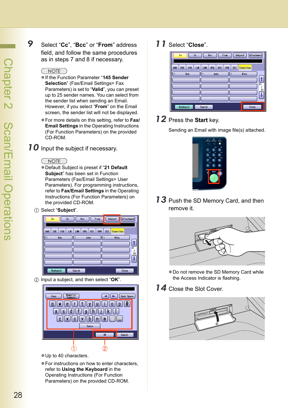 Chapter 2 scan/email operations | Panasonic C263 User Manual | Page 28 / 60