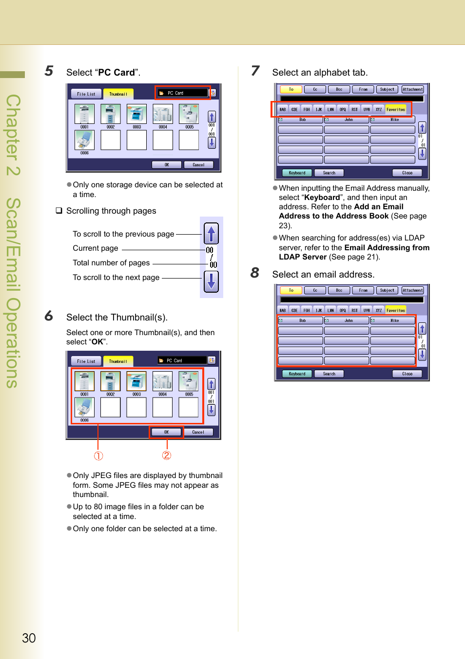 Chapter 2 scan/email operations | Panasonic C263 User Manual | Page 30 / 60