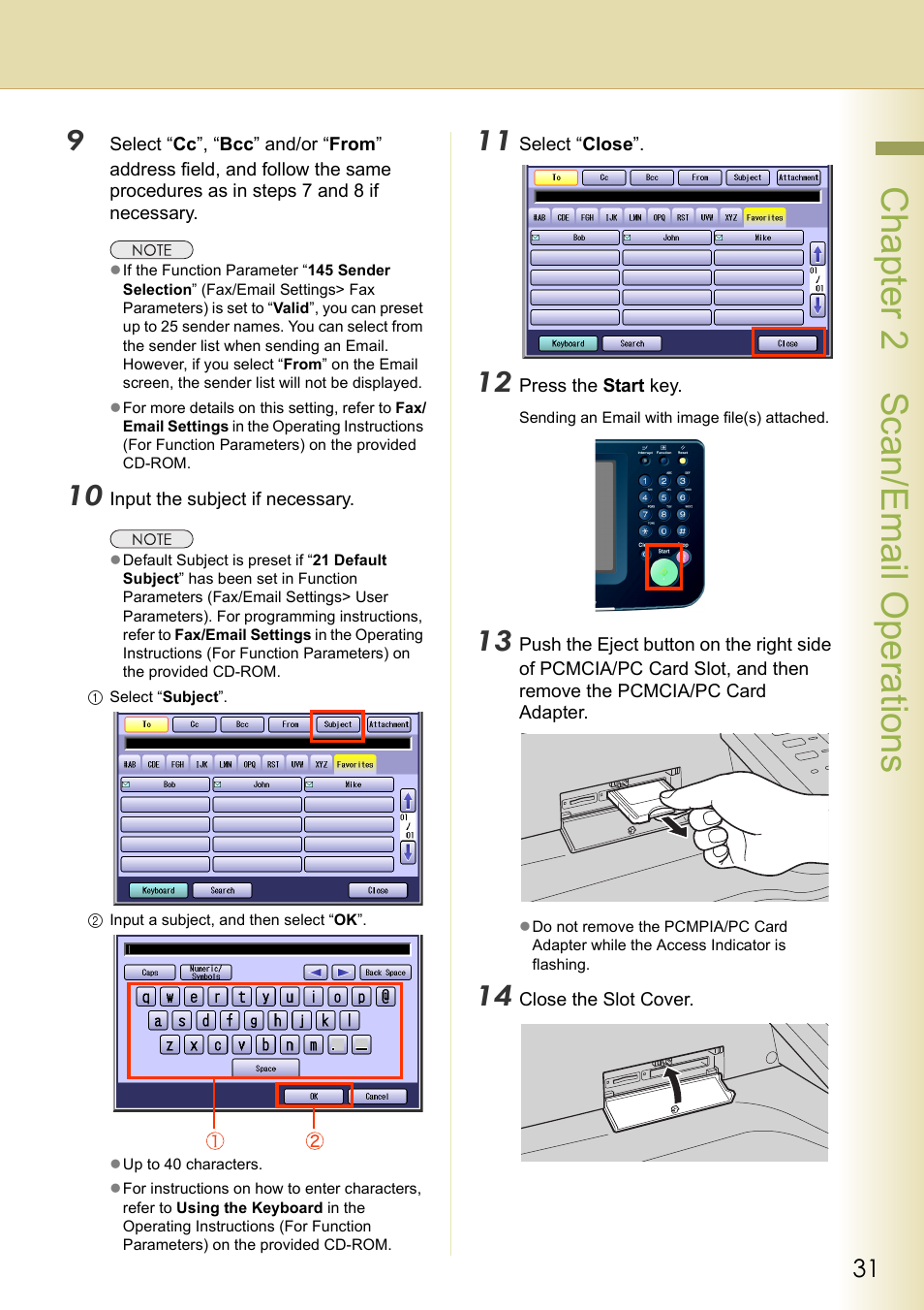 Chapter 2 scan/email operations | Panasonic C263 User Manual | Page 31 / 60