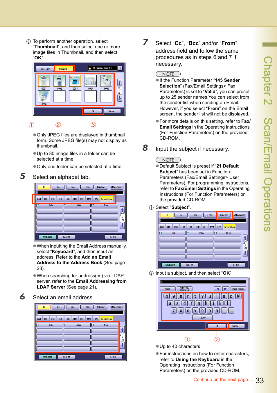 Chapter 2 scan/email operations | Panasonic C263 User Manual | Page 33 / 60