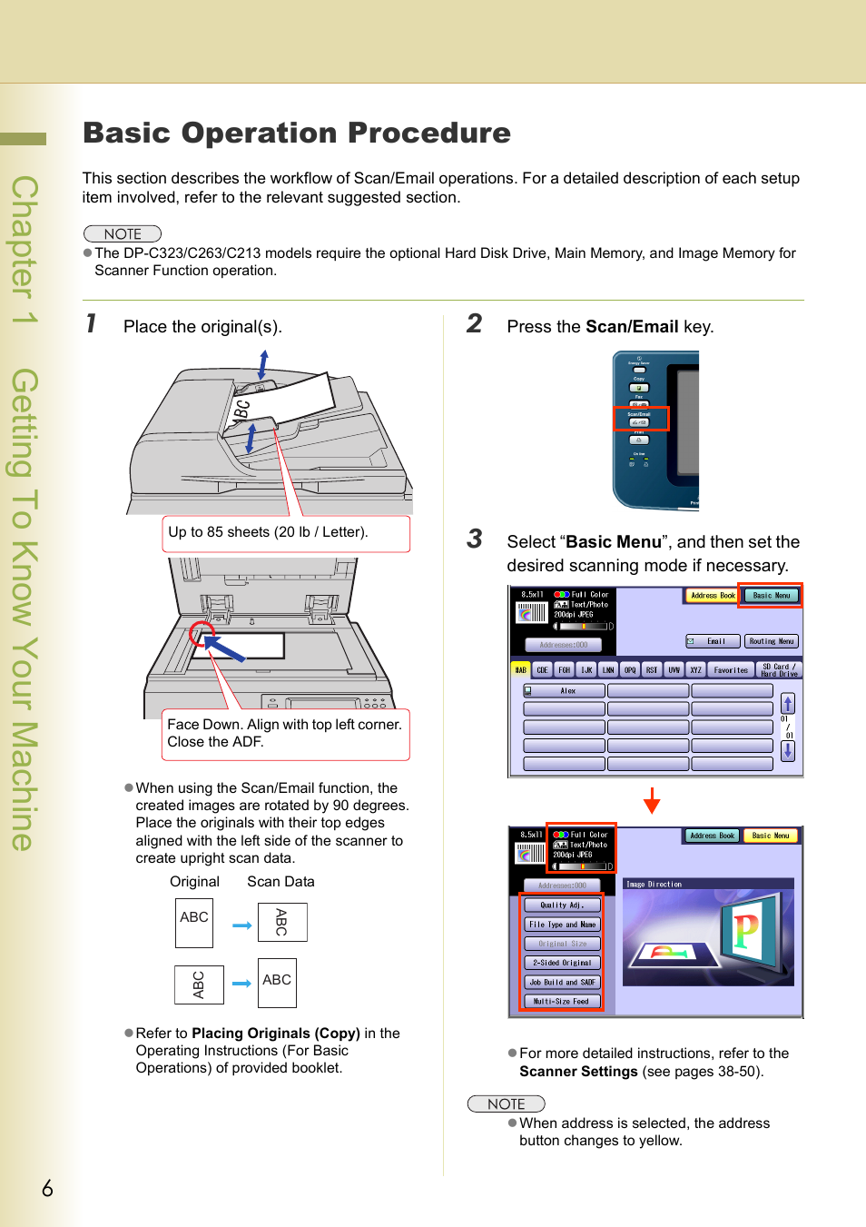 Getting to know your machine, Basic operation procedure, Chapter 1 getting to know your machine | Panasonic C263 User Manual | Page 6 / 60