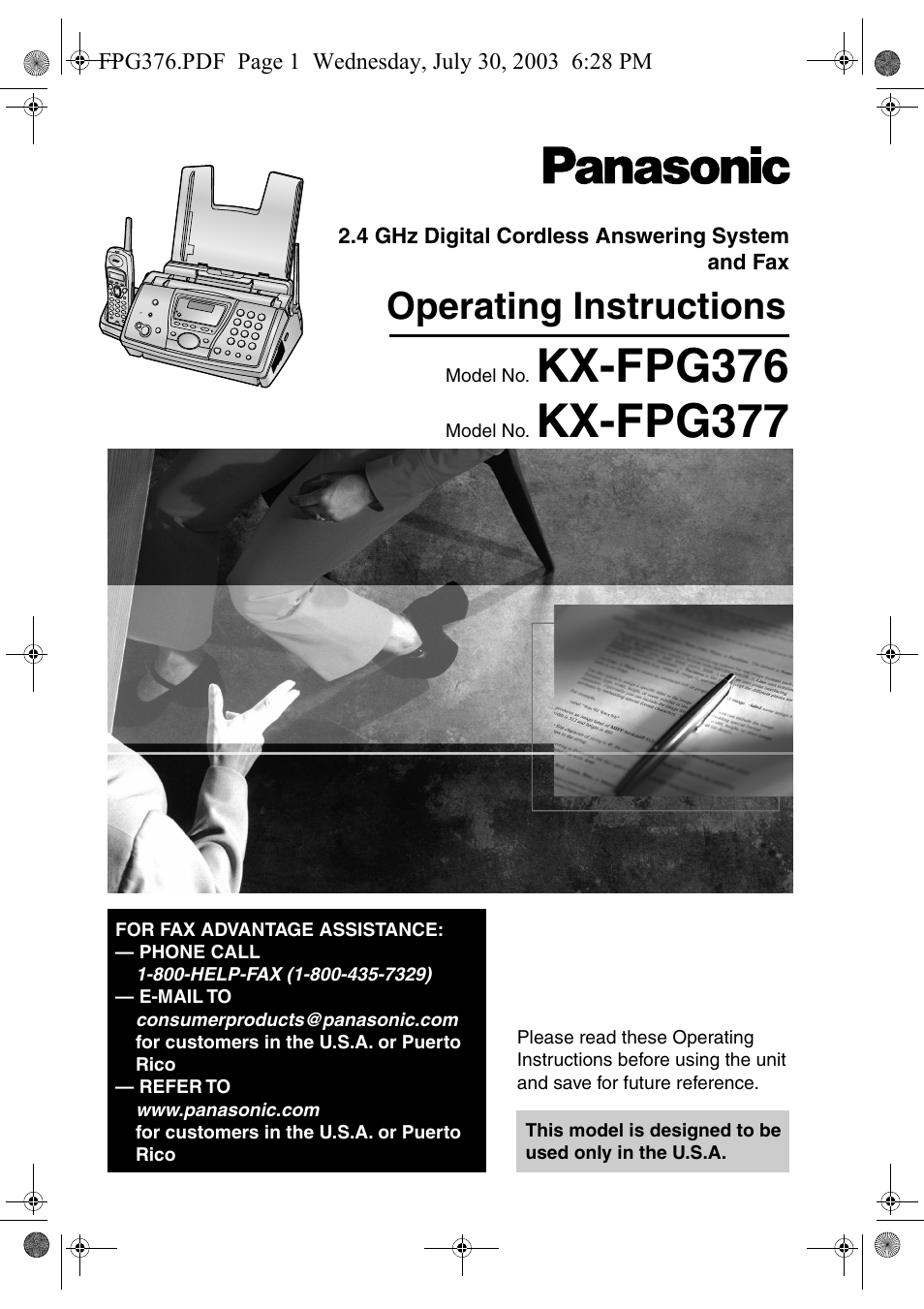 Panasonic KX-FPG377 User Manual | 94 pages