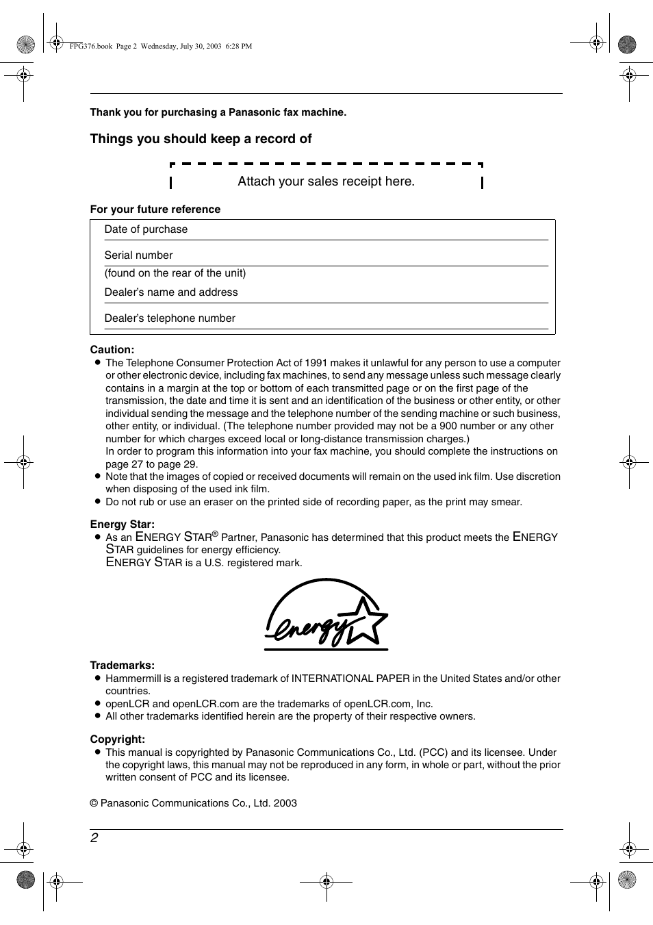Panasonic KX-FPG377 User Manual | Page 4 / 94