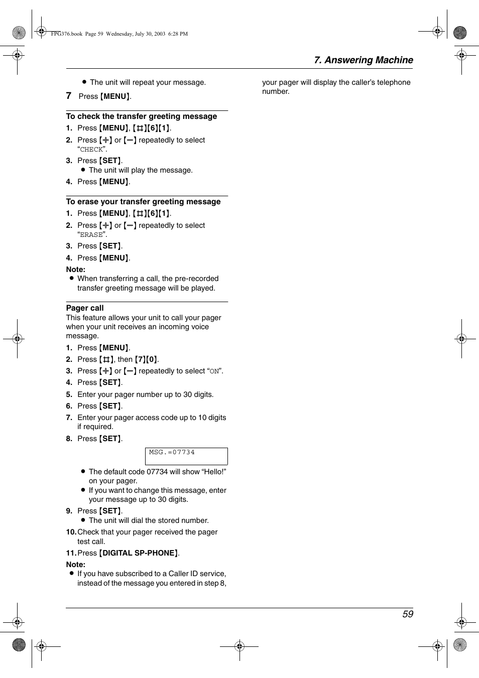 Answering machine 59 | Panasonic KX-FPG377 User Manual | Page 61 / 94