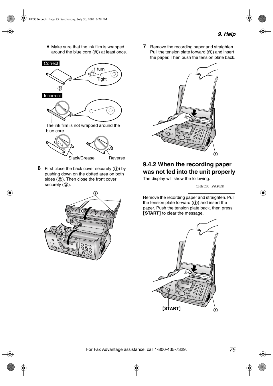 Help 75 | Panasonic KX-FPG377 User Manual | Page 77 / 94