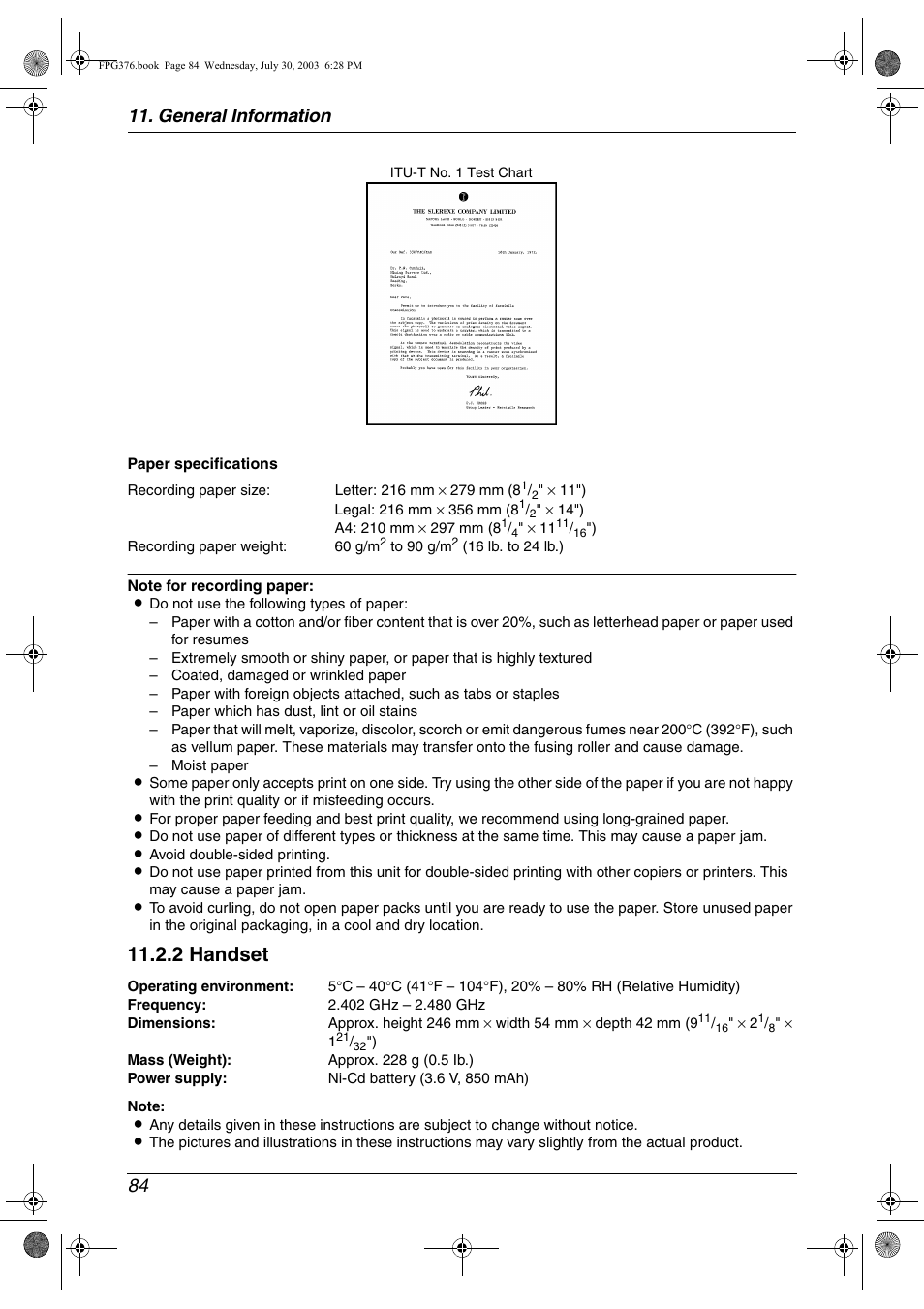 2 handset, General information 84 | Panasonic KX-FPG377 User Manual | Page 86 / 94