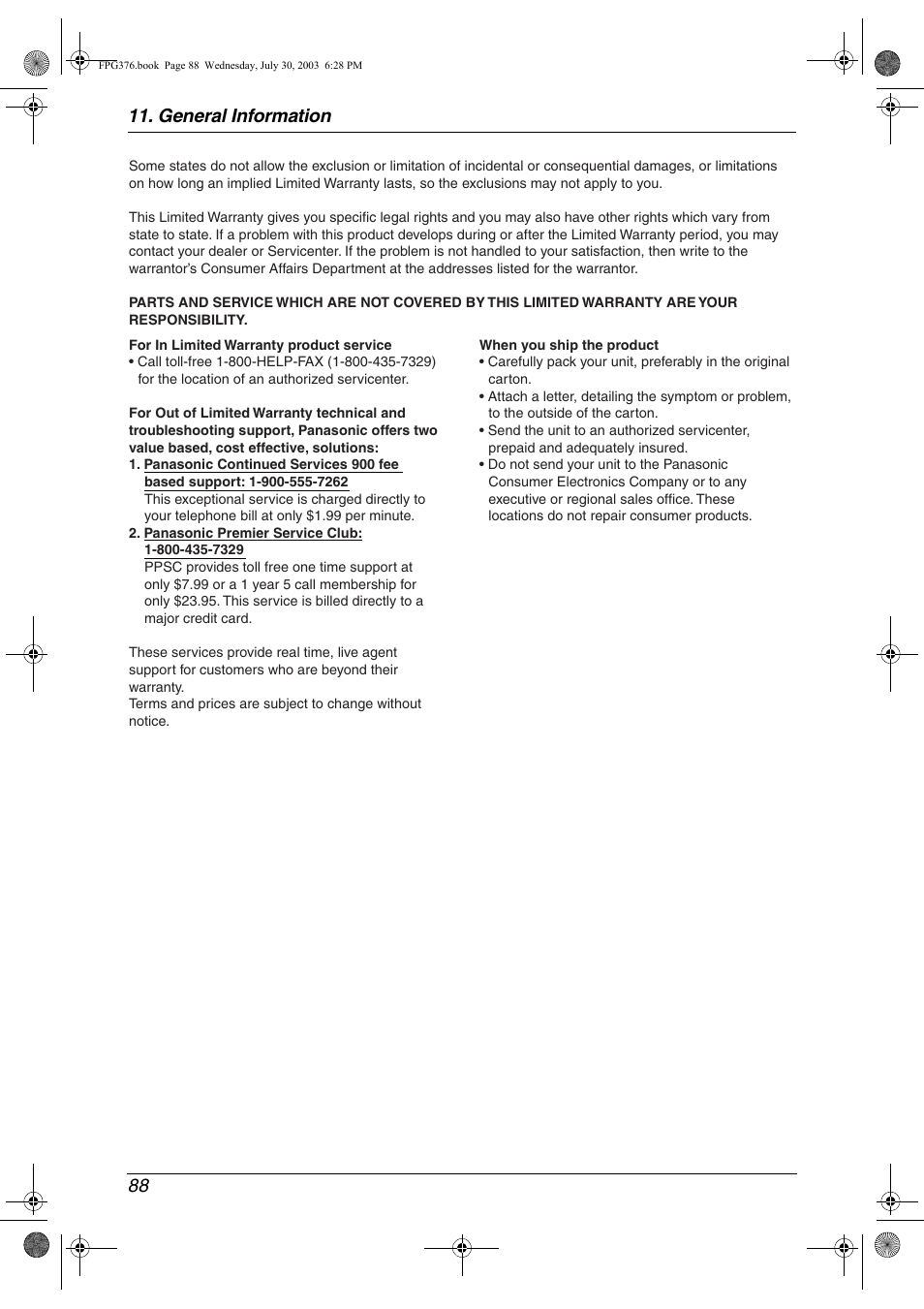 General information 88 | Panasonic KX-FPG377 User Manual | Page 90 / 94